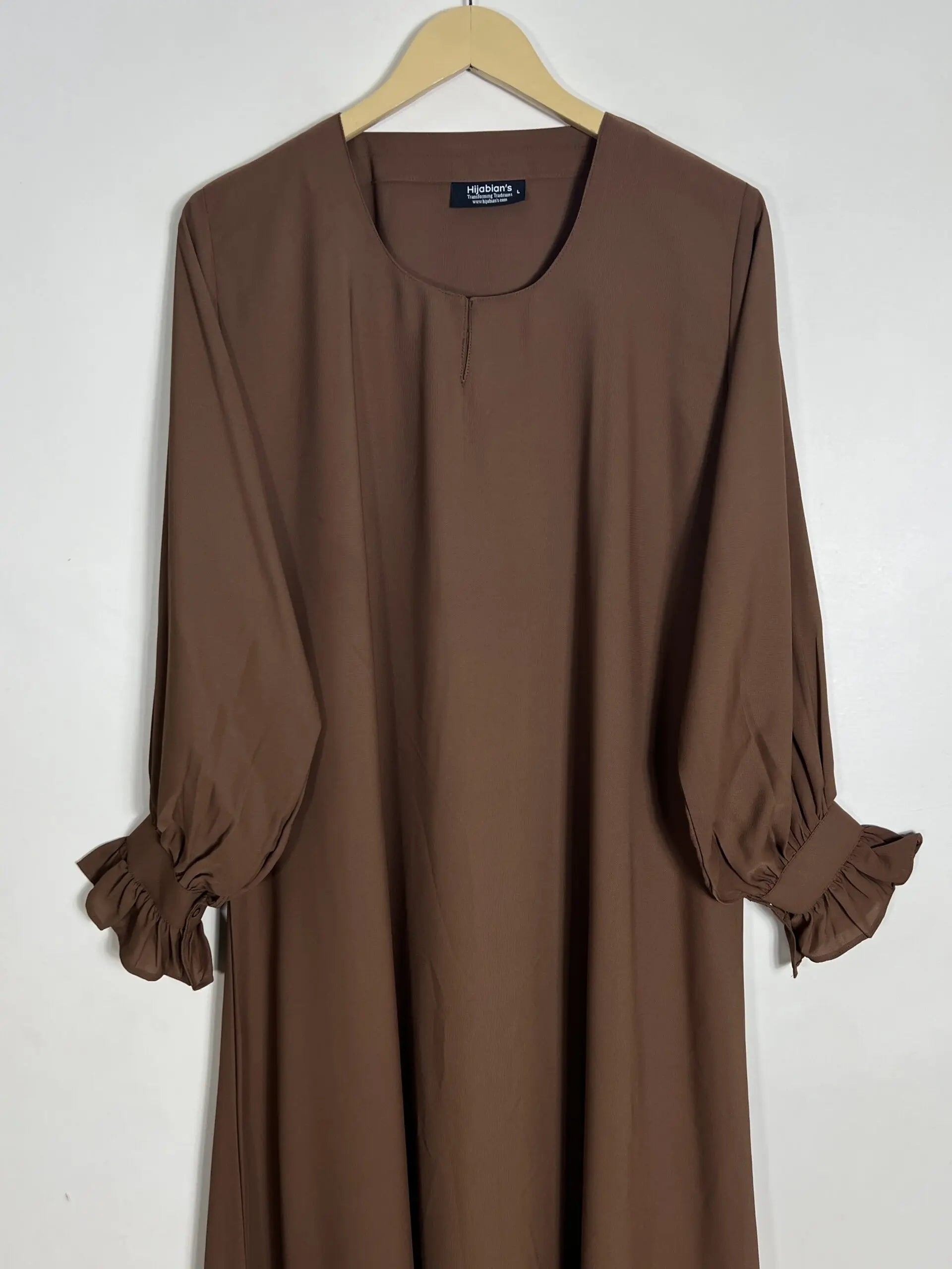 Brown - Cuff Frill Maxi Abaya HJ0941
