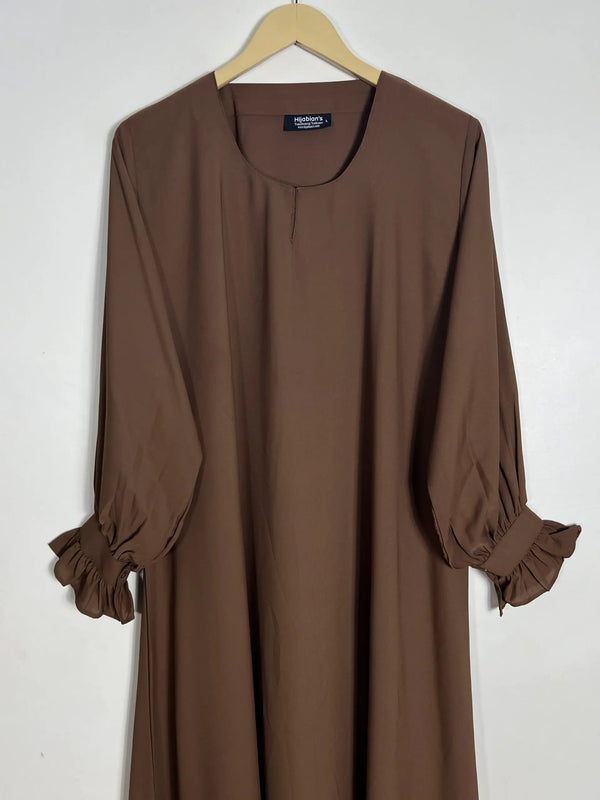 Brown - Cuff Frill Maxi Abaya HJ0941