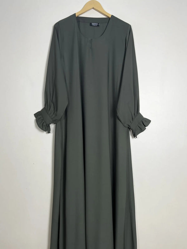 Olive Green - Cuff Frill Maxi Abaya HJ0945