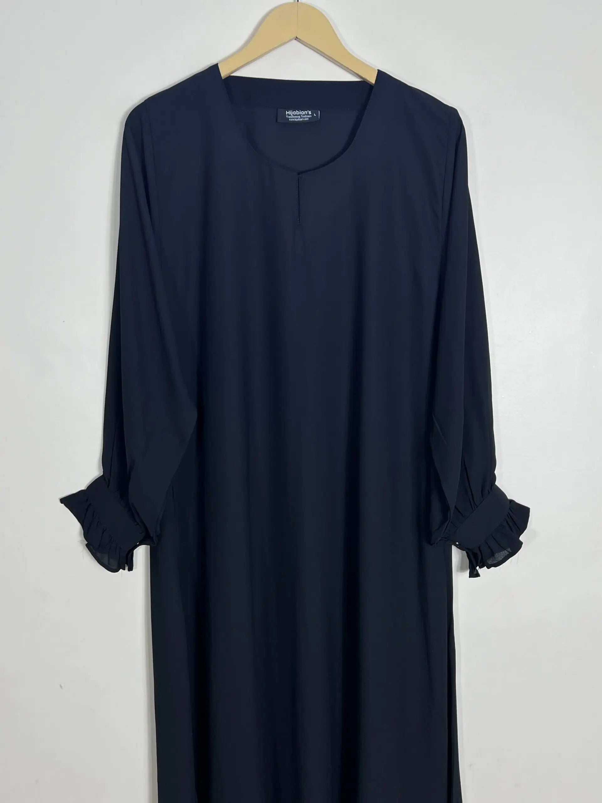 Black - Cuff Frill Maxi Abaya HJ0944 Secondary image