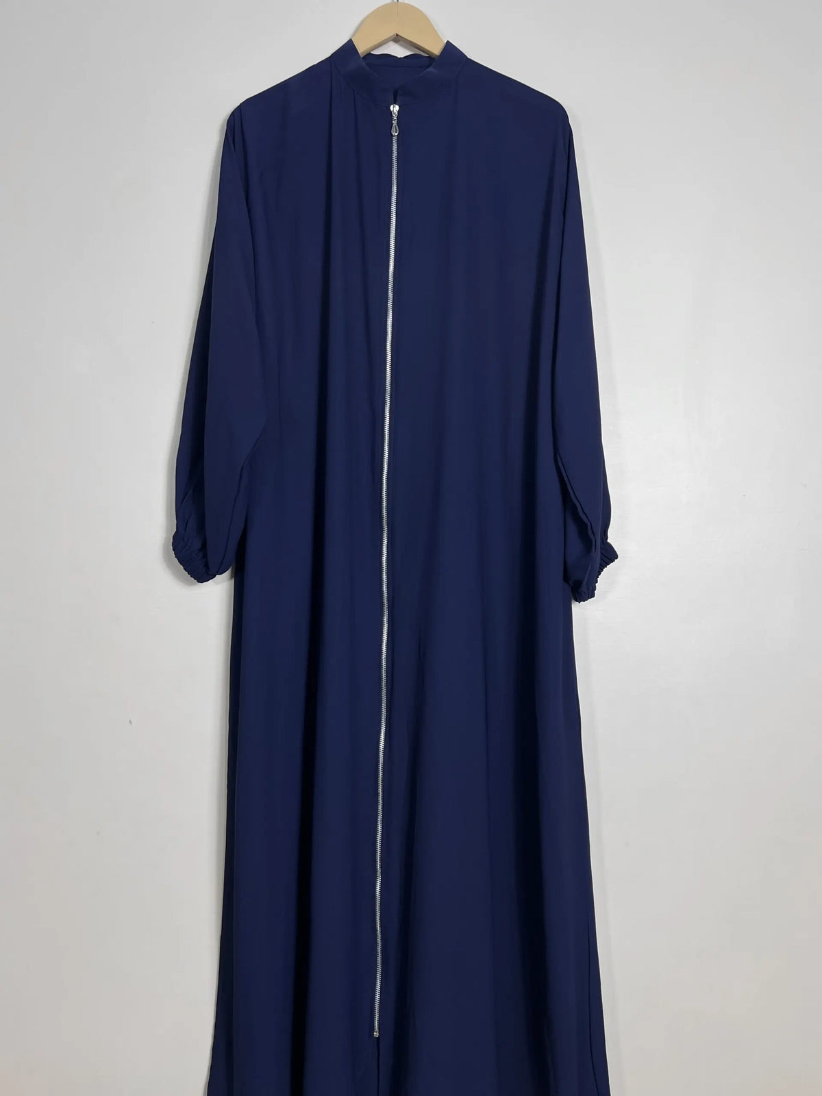 Blue - Collar Style Silver Zip Abaya HJ0950 Main image