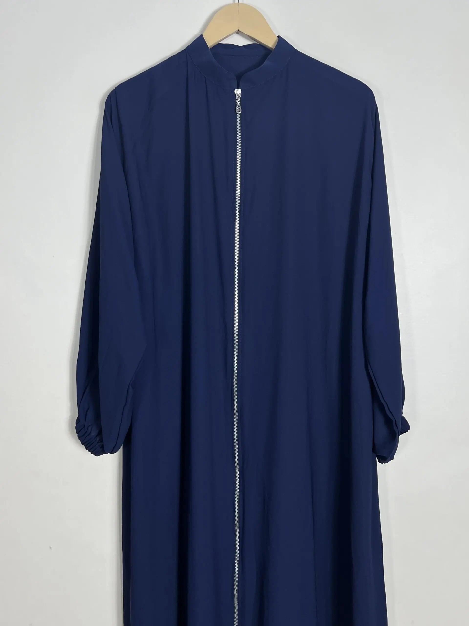 Blue - Collar Style Silver Zip Abaya HJ0950 Secondary image