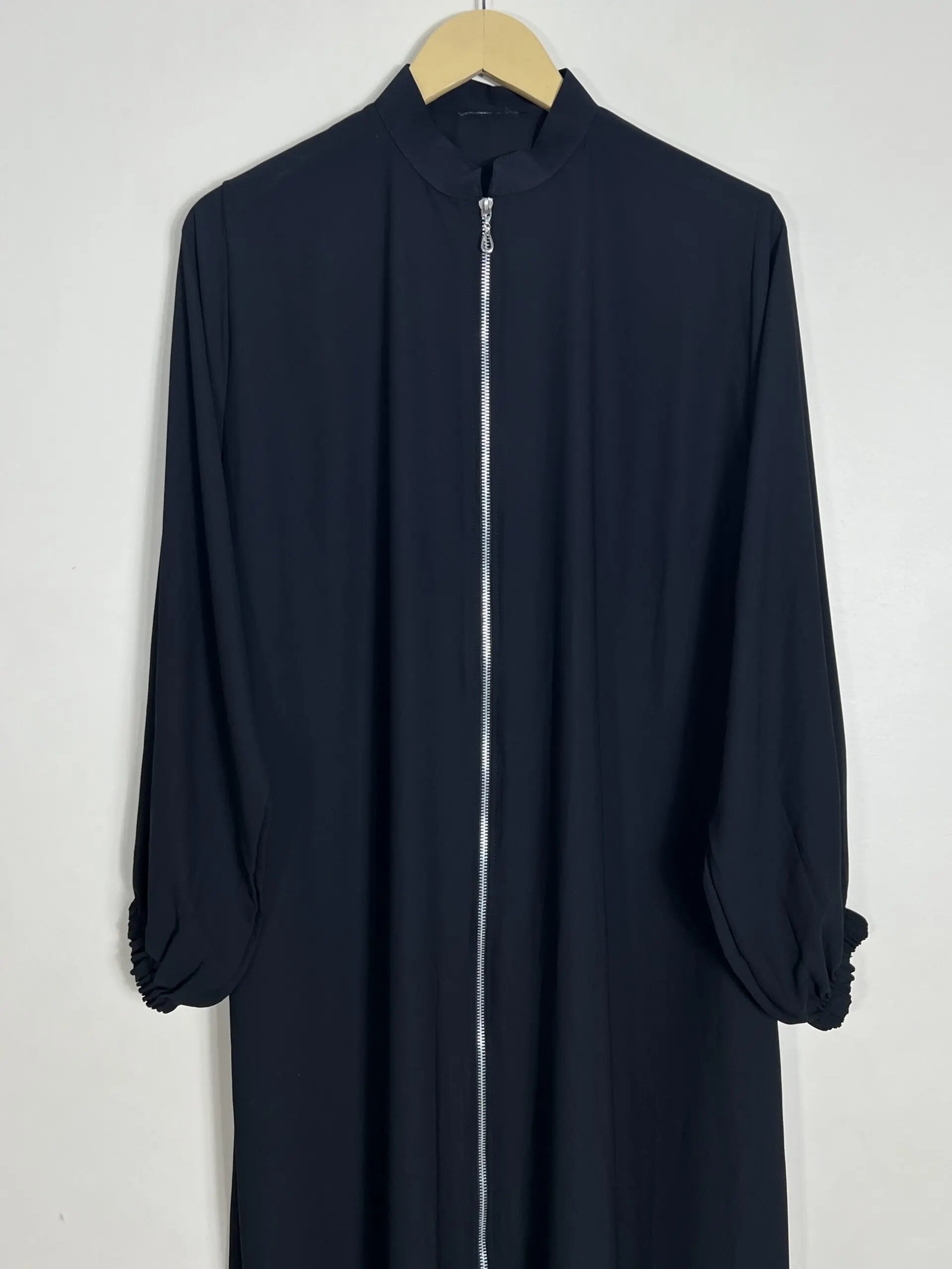 Black - Collar Style Silver Zip Abaya HJ0951 Secondary image