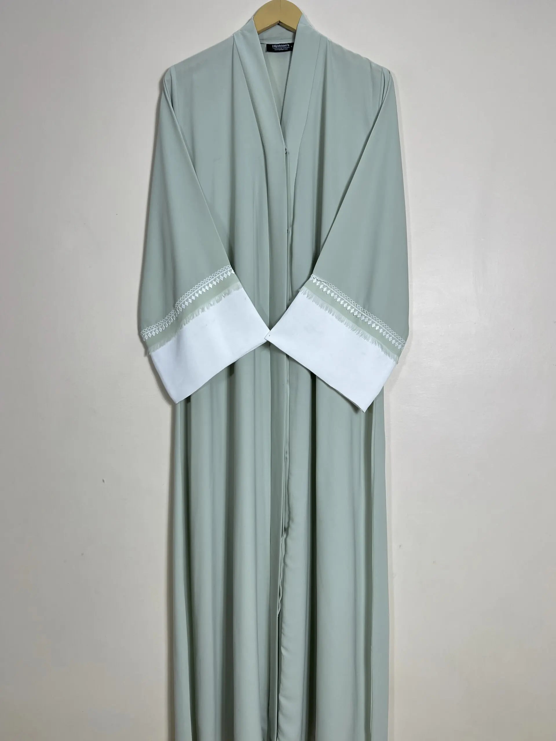 Pistachio - Fray Border Luxe Abaya HJ0946