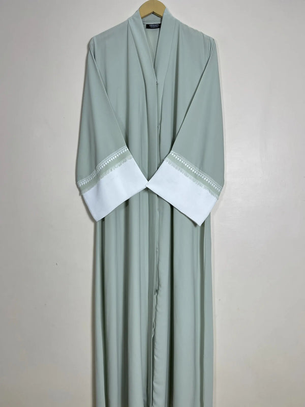 Pistachio - Fray Border Luxe Abaya HJ0946
