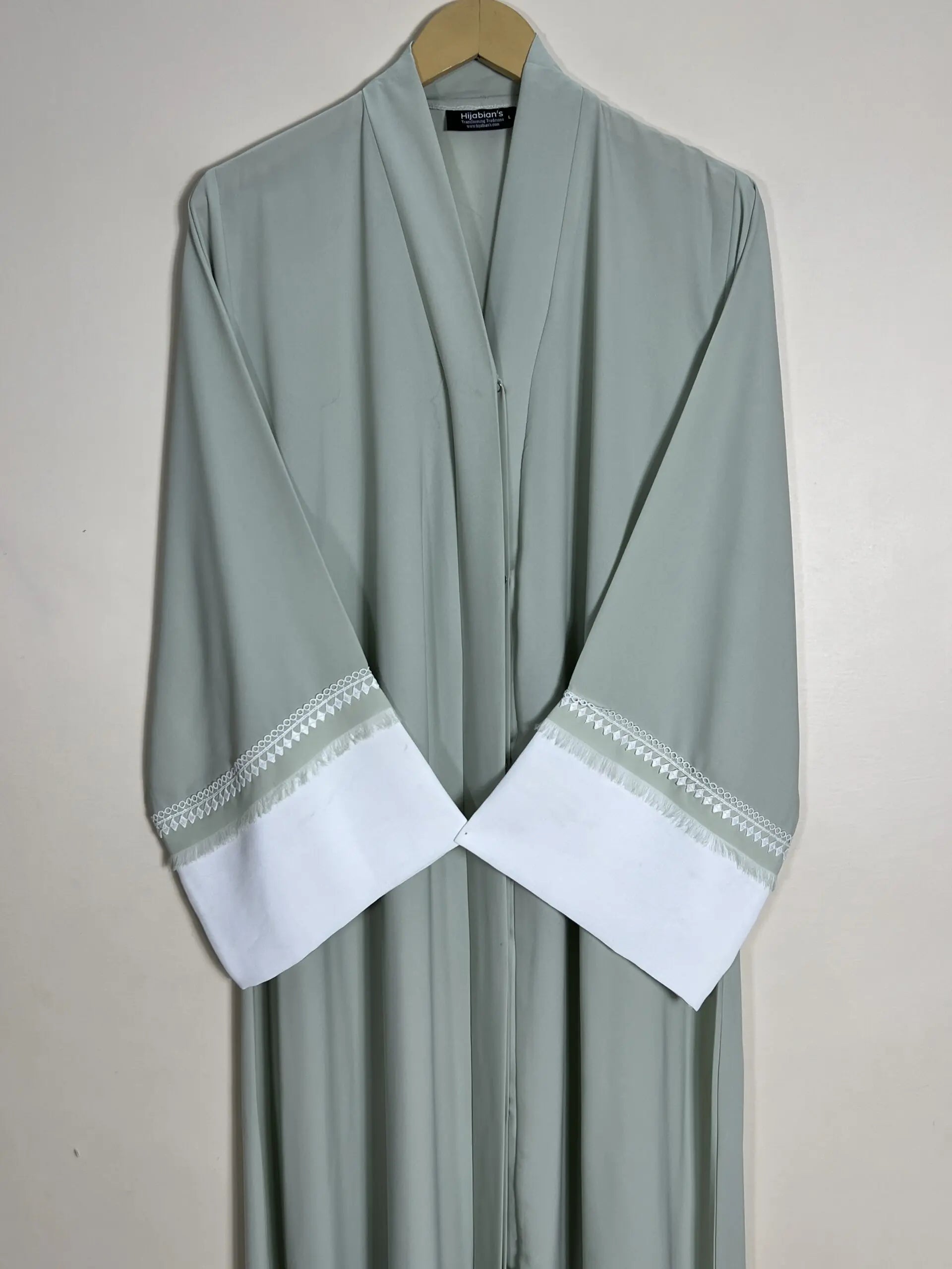 Pistachio - Fray Border Luxe Abaya HJ0946