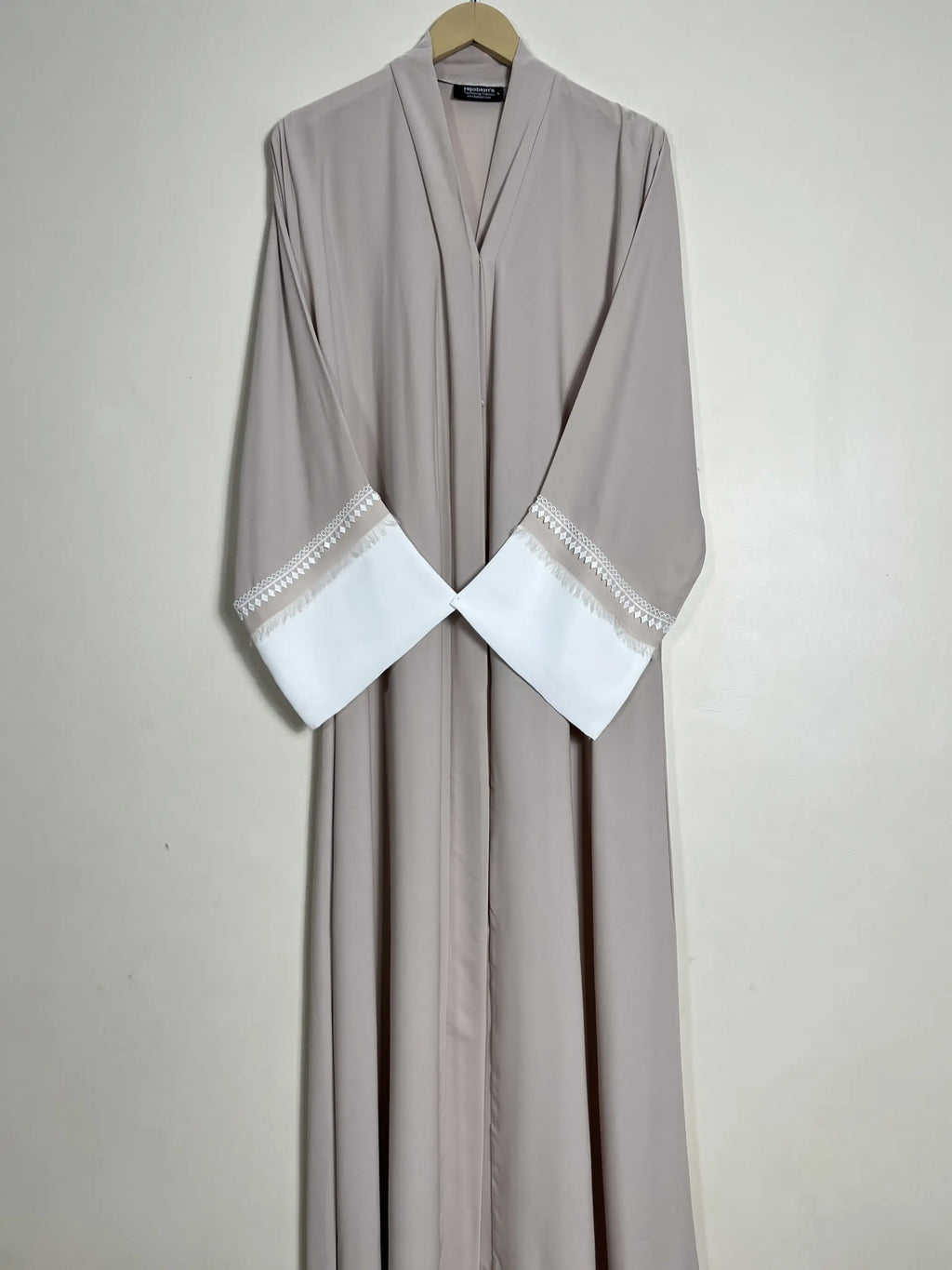 Beige - Fray Border Luxe Abaya HJ0947