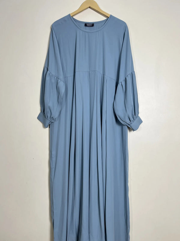 Steel Blue - Pleated Abaya HJ0954