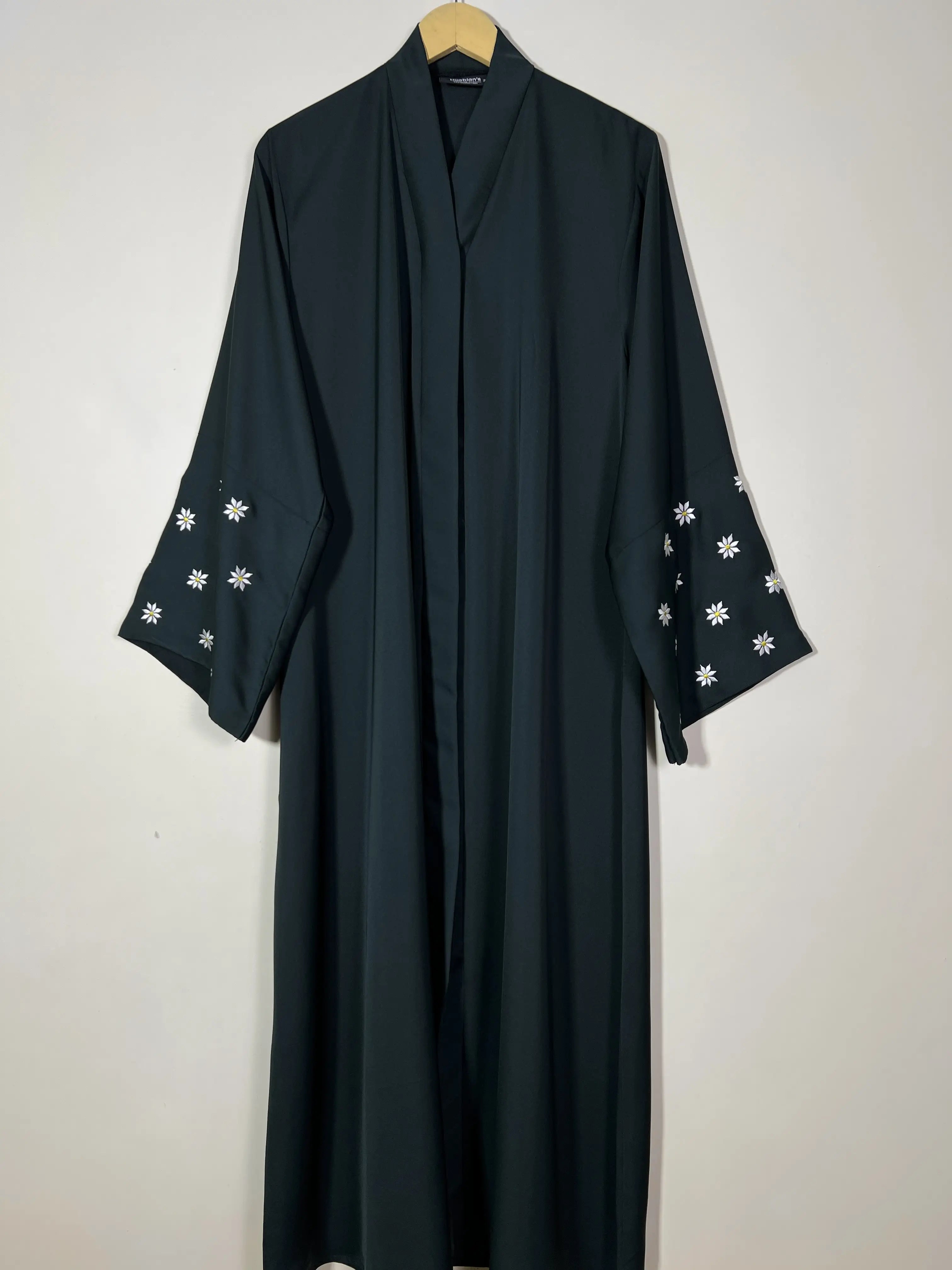 Bottle Green - Petals Embroidery Abaya HJ1413