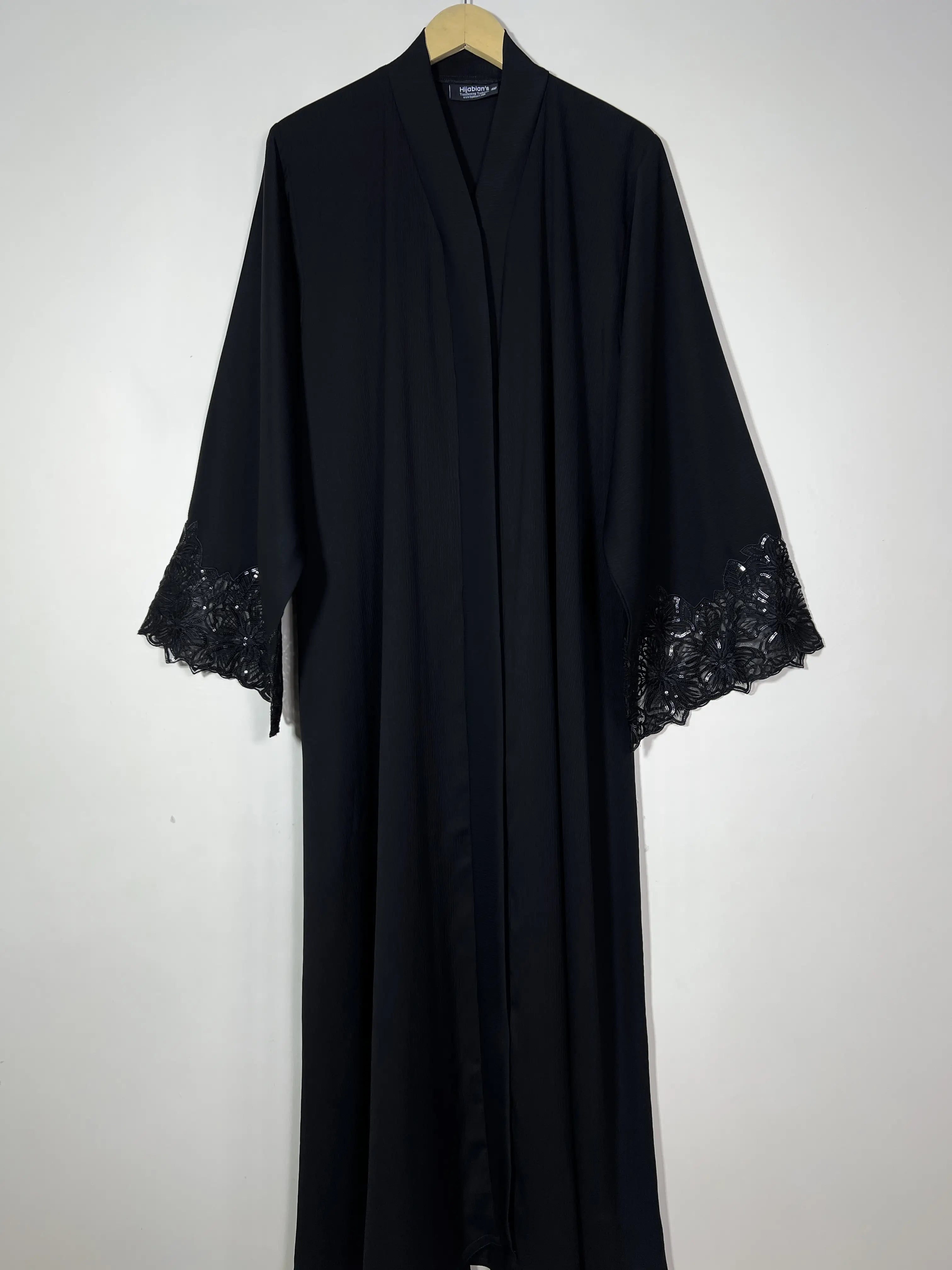 Black - Royal Lace Abaya HJ1416