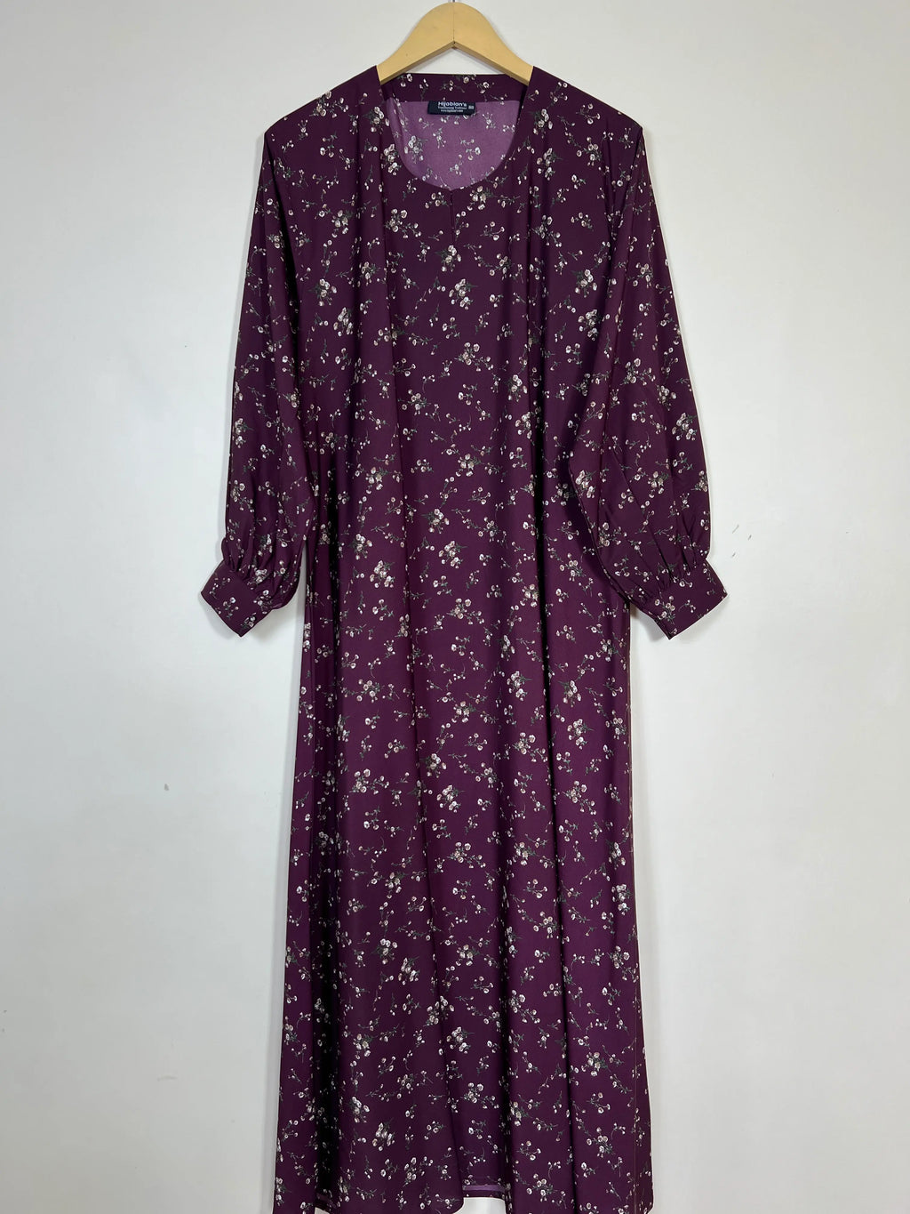 Burgundy - Floral Maxi Abaya HJ1356