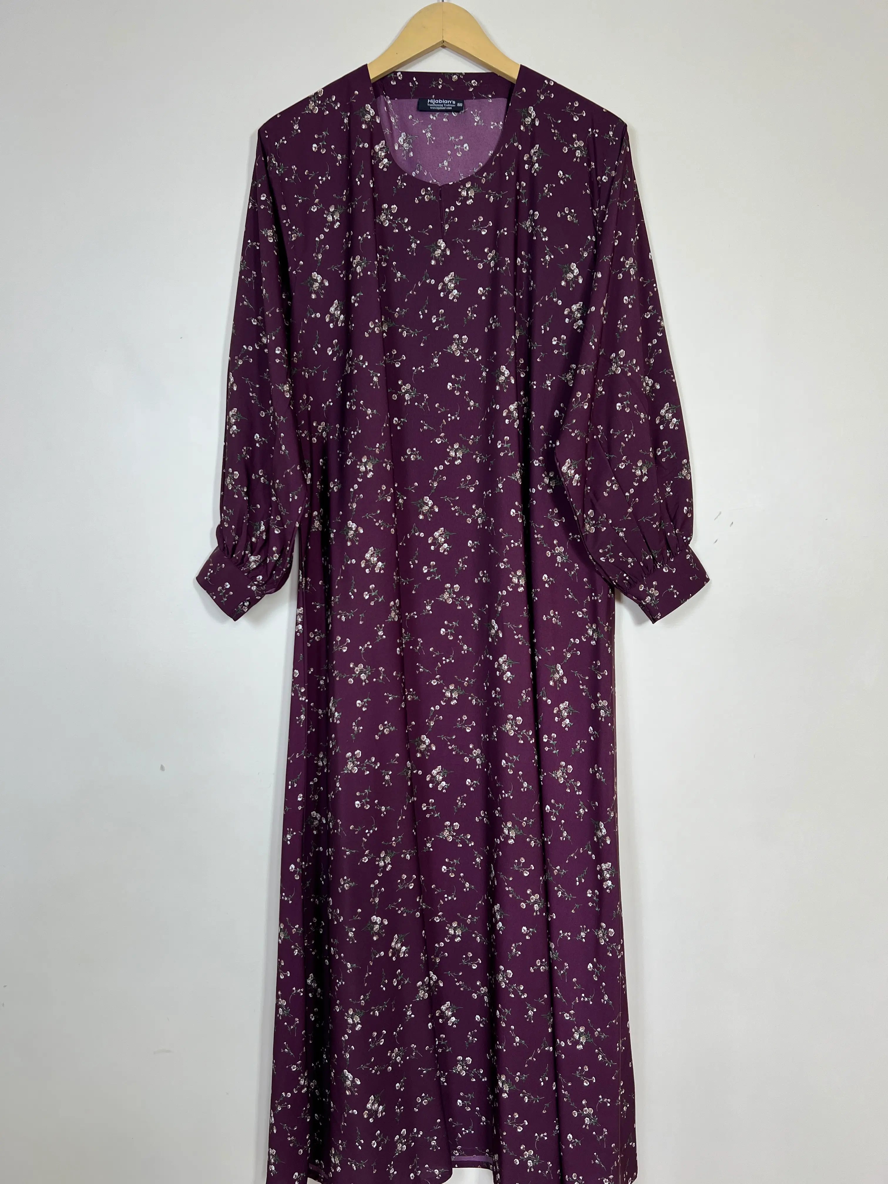 Burgundy - Floral Maxi Abaya HJ1356