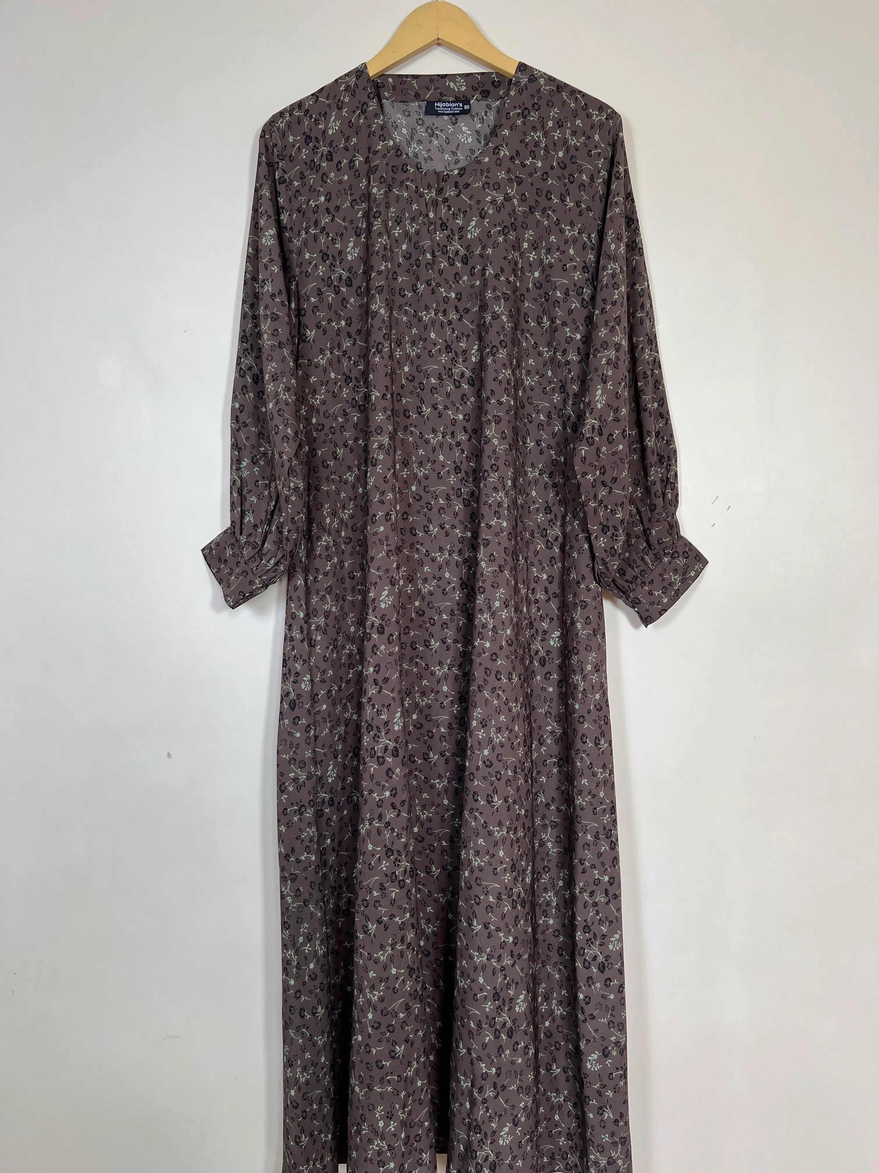 Espresso Brown - Floral Maxi Abaya HJ1361