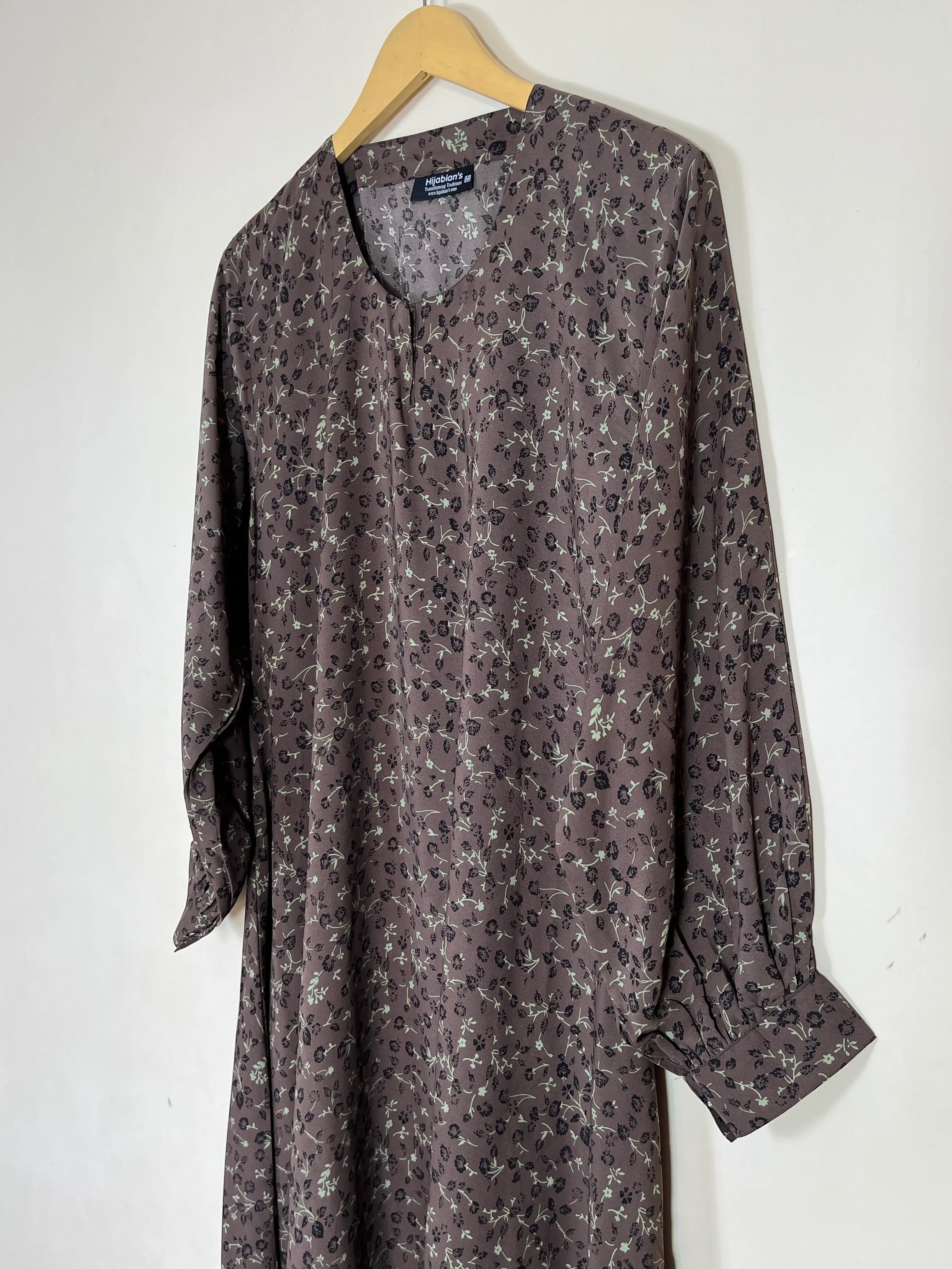 Espresso Brown - Floral Maxi Abaya HJ1361