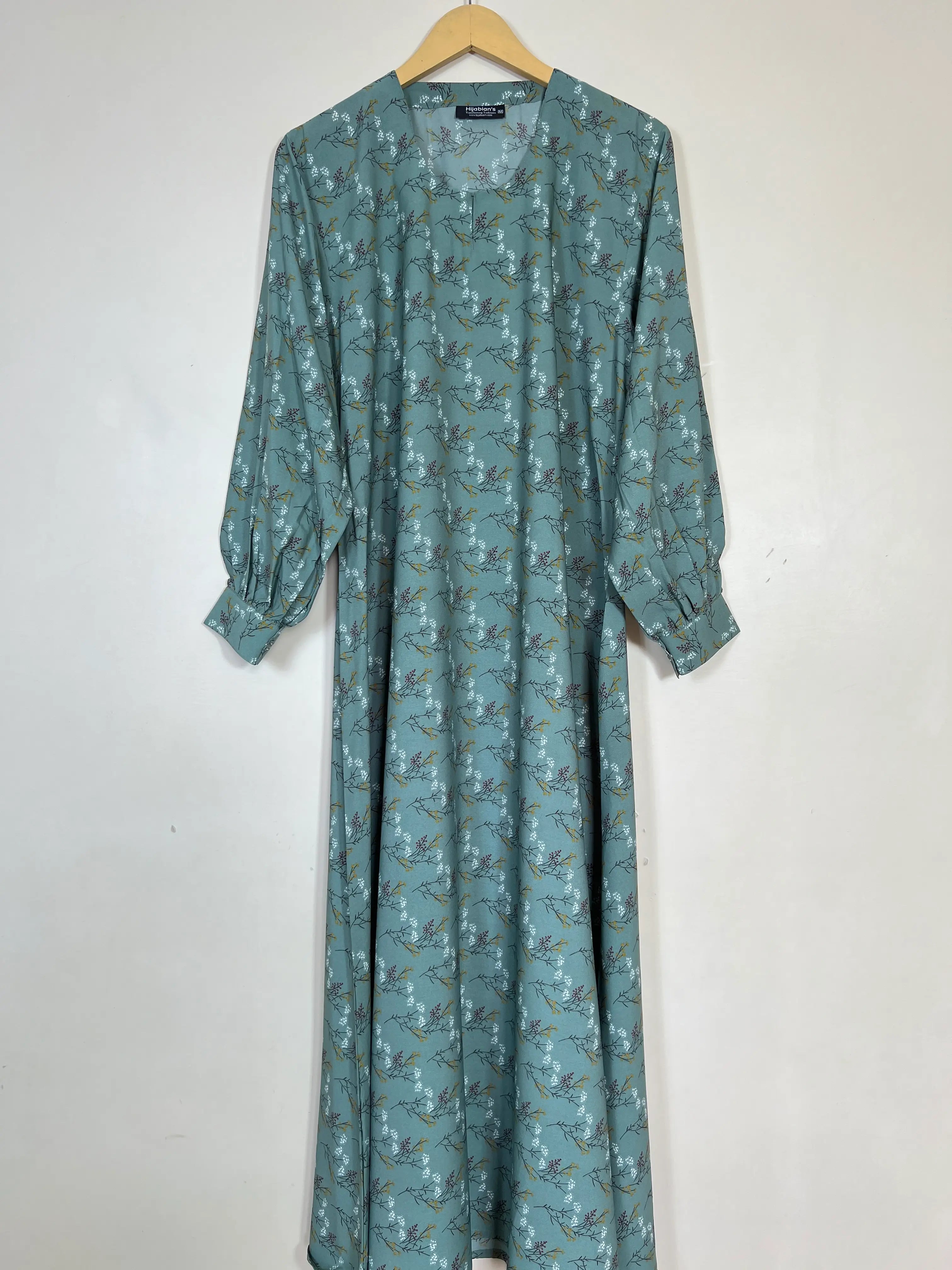 Teal Green - Floral Maxi Abaya HJ1362