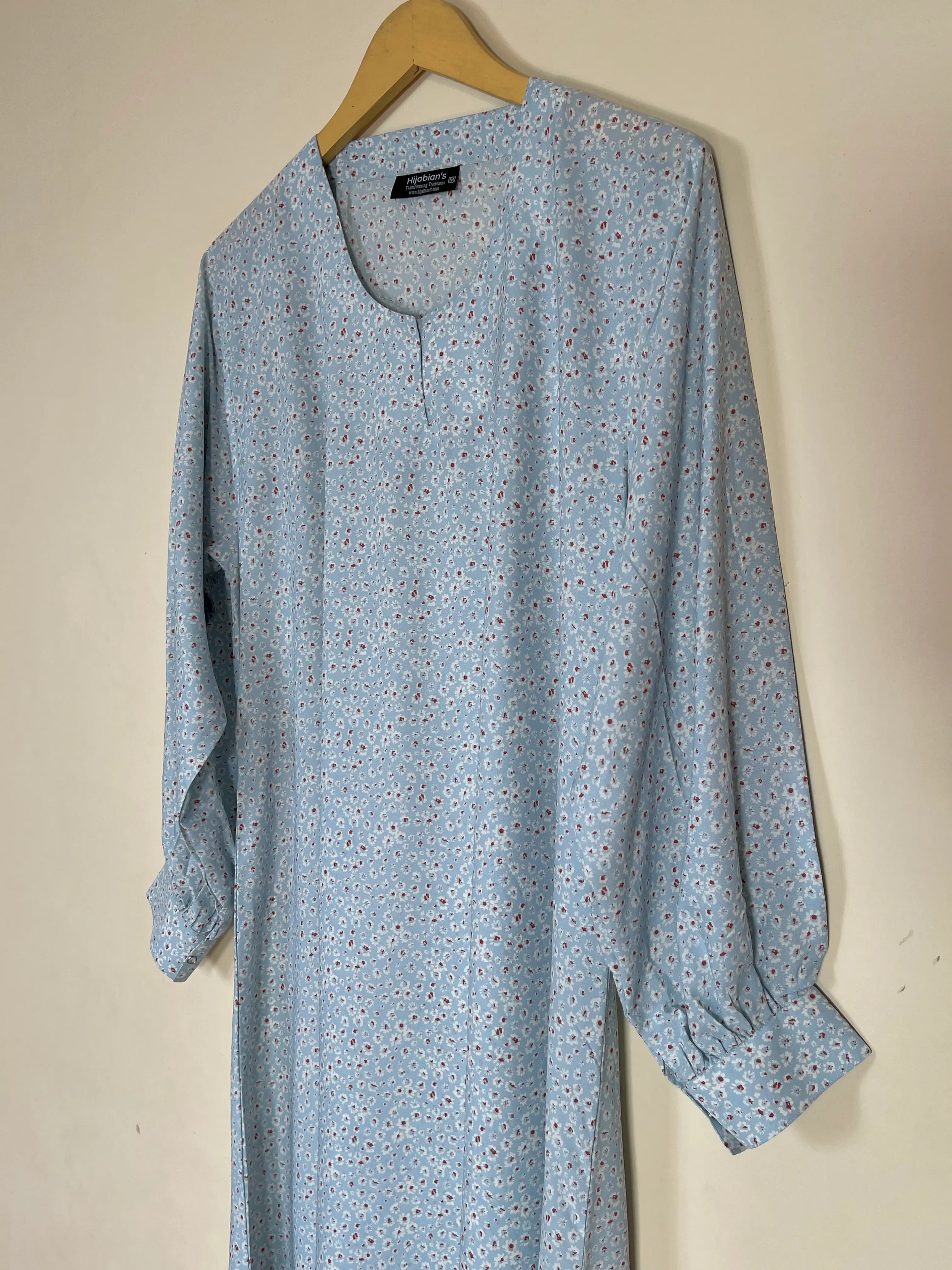 Sky Blue - Floral Maxi Abaya HJ1359