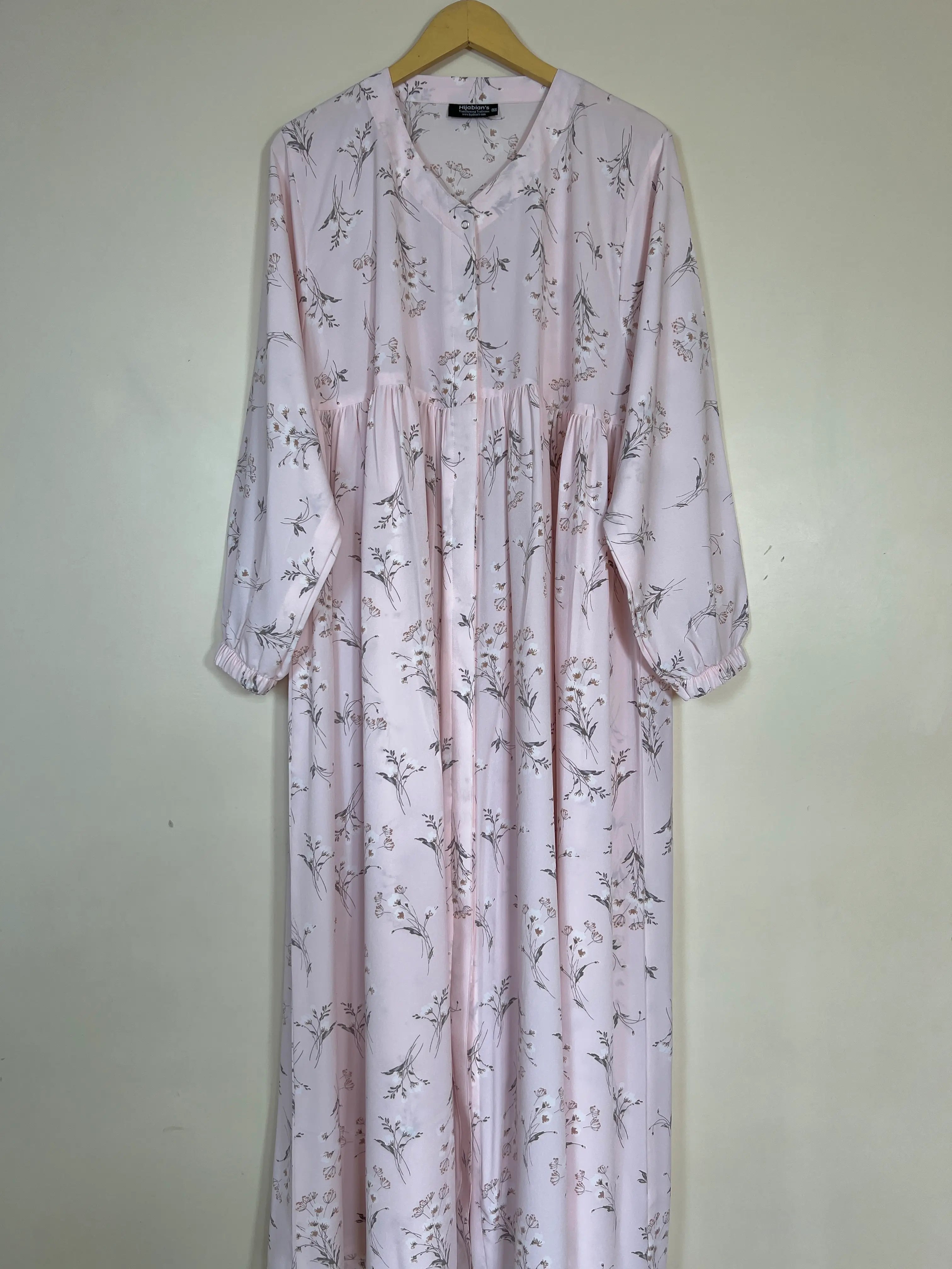 Blush Pink - Floral Front Open Chun Abaya HJ1363