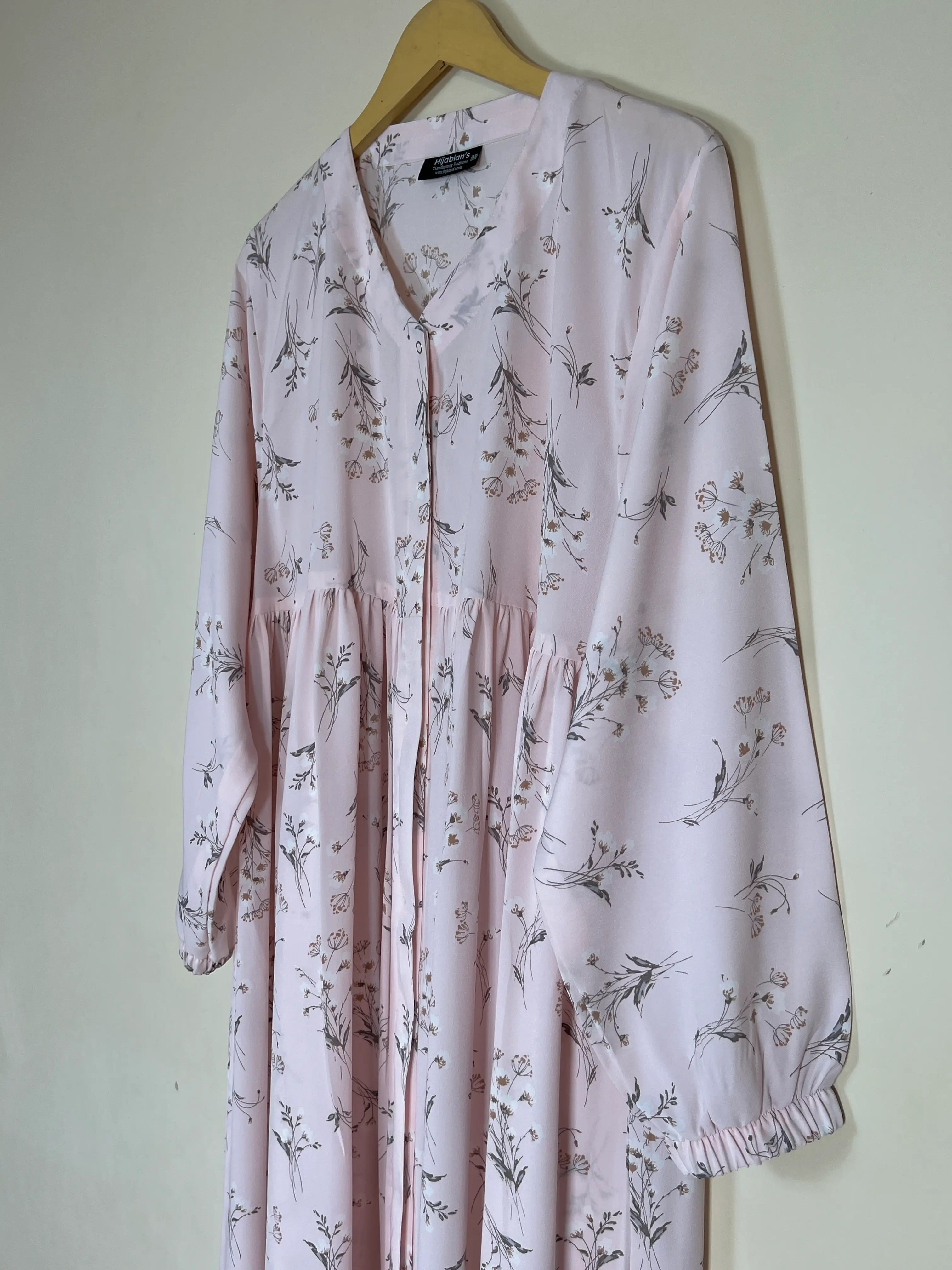 Blush Pink - Floral Front Open Chun Abaya HJ1363