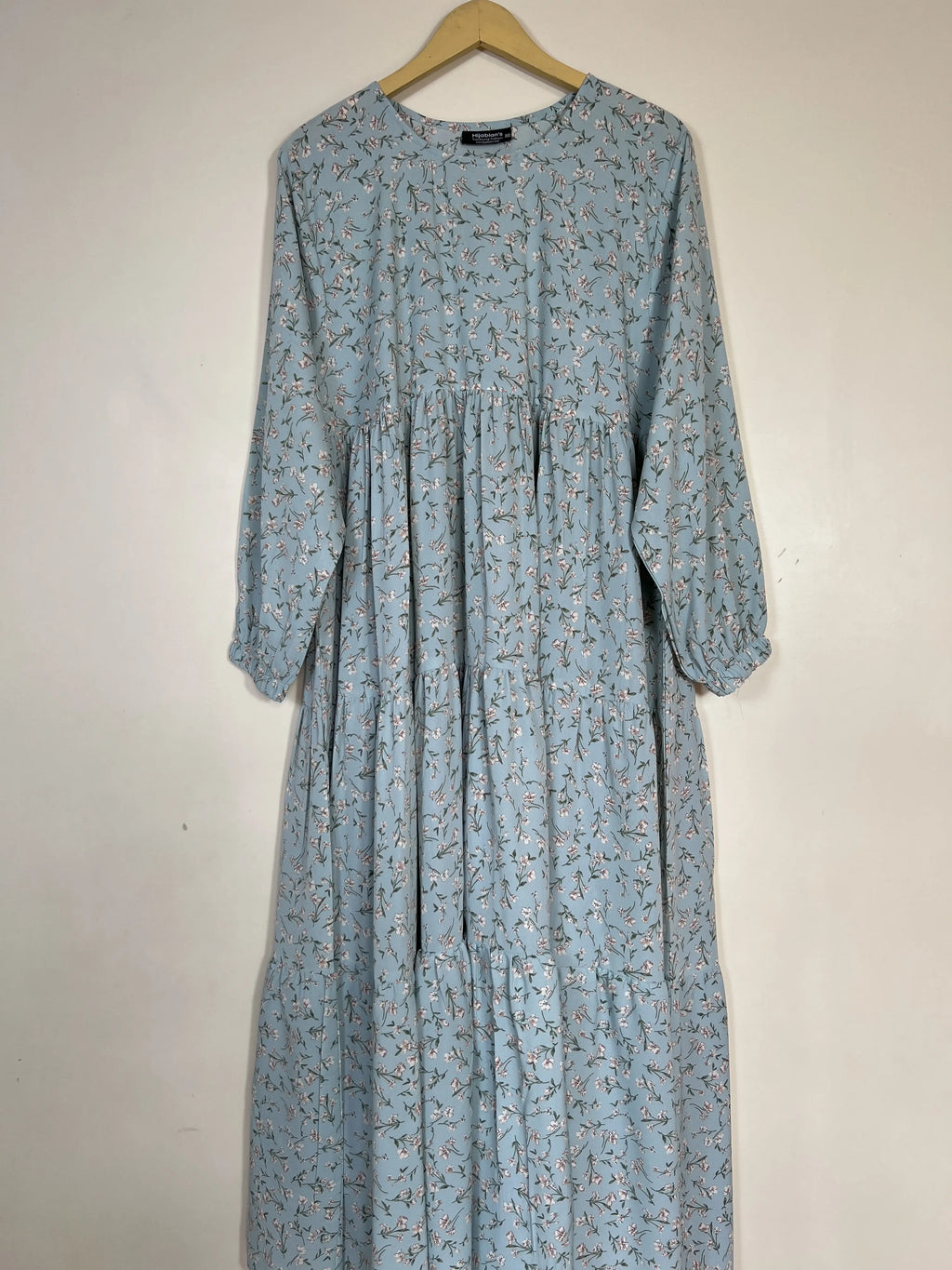 Mist Blue - Floral Frill Maxi Abaya HJ1490