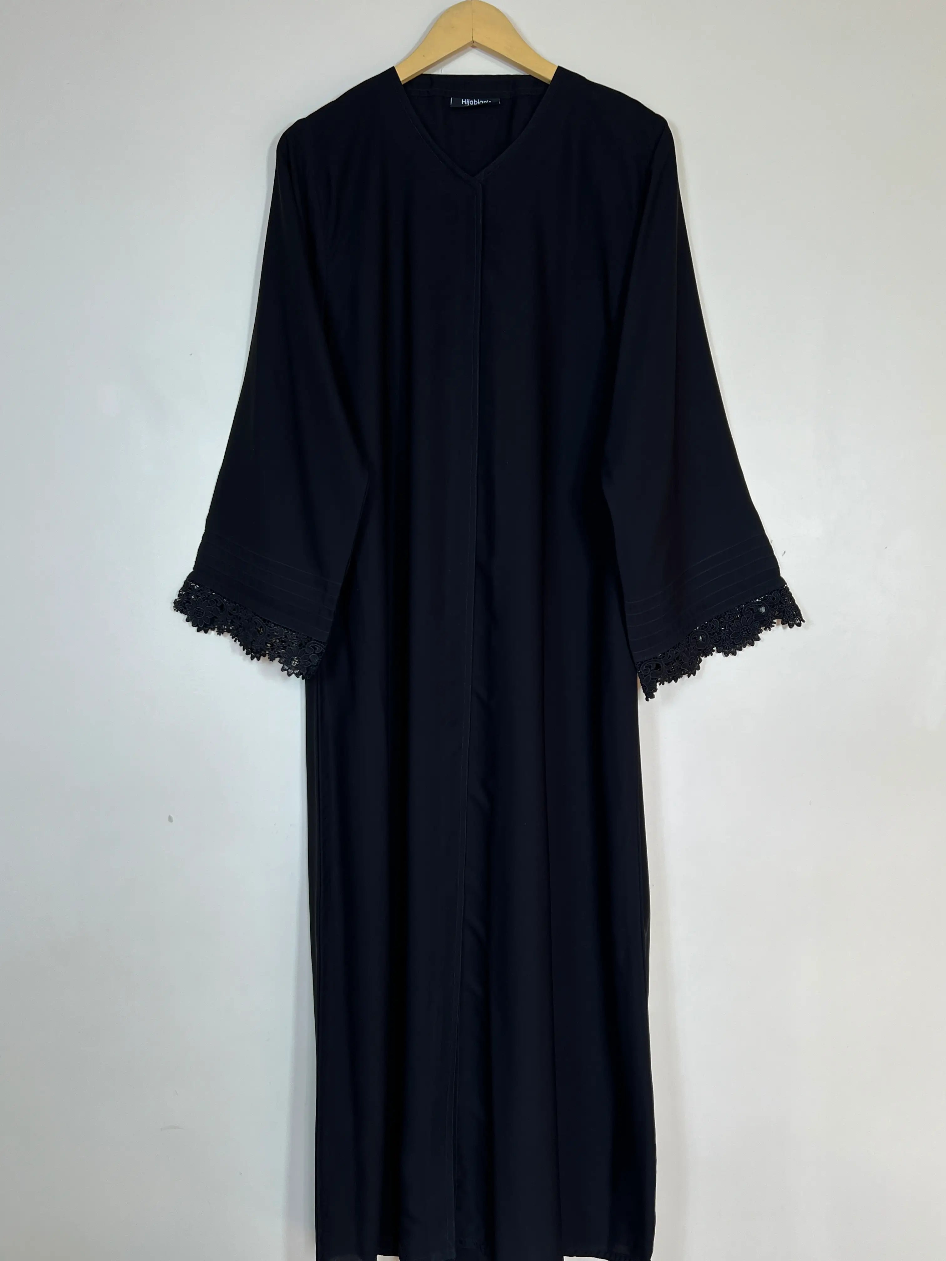 Black - Serene Lace Abaya HJ1370