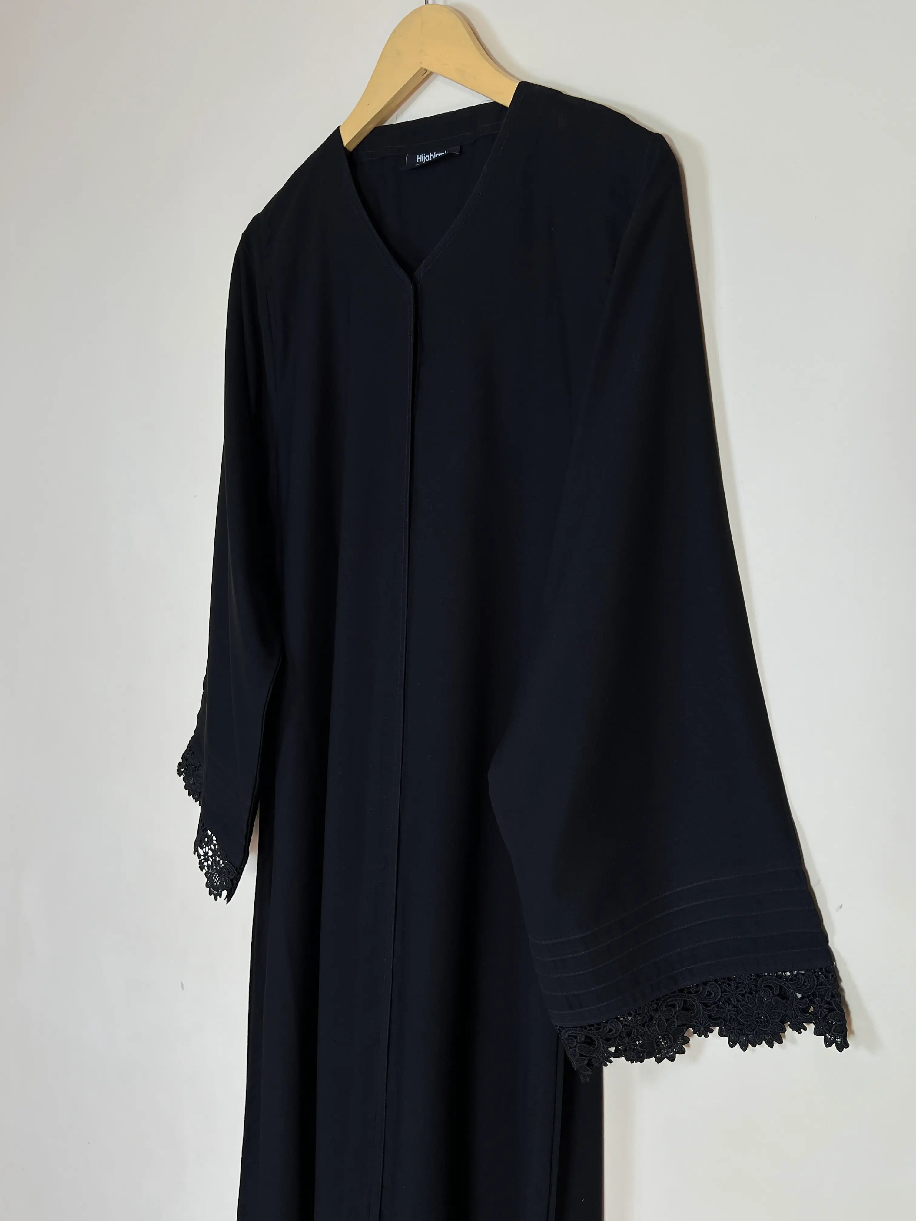 Black - Serene Lace Abaya HJ1370