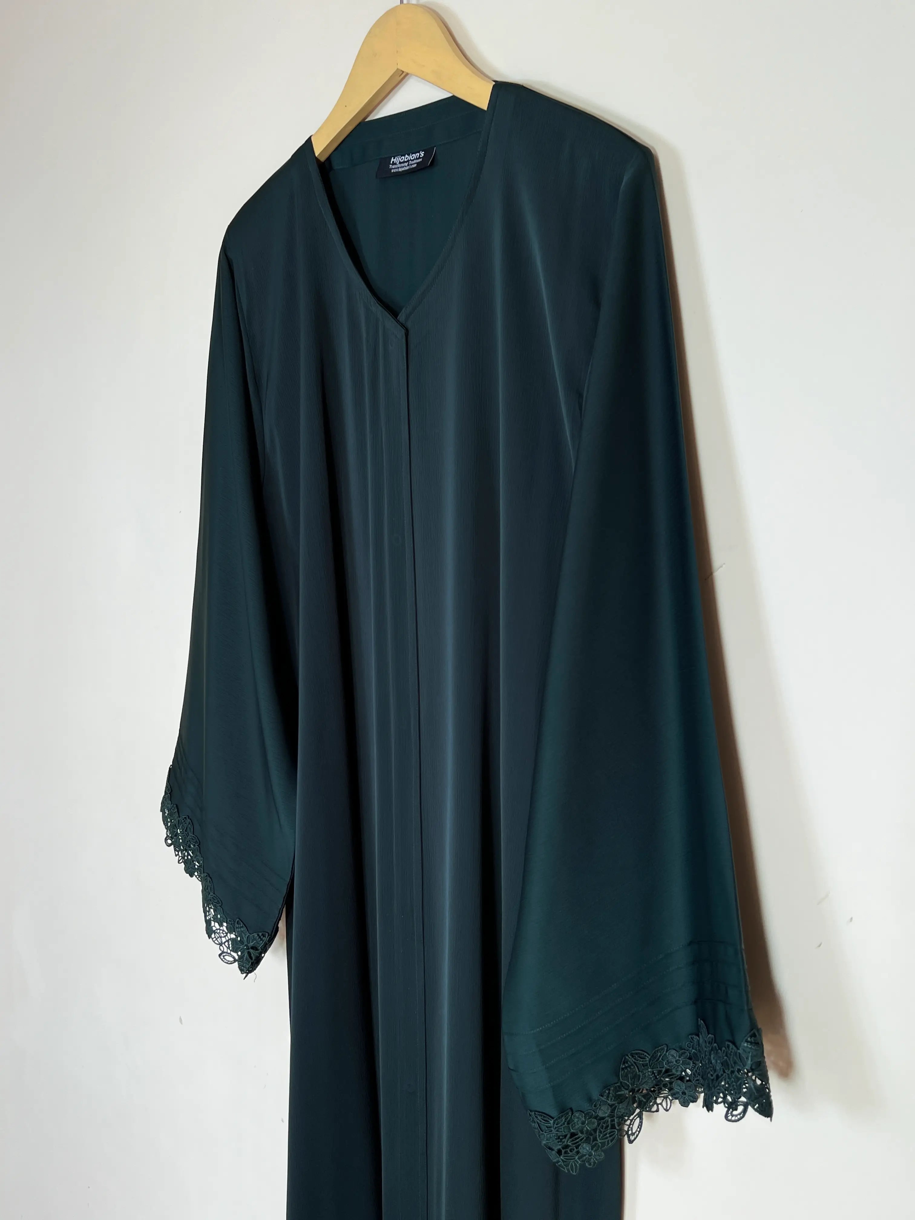 Bottle Green - Serene Lace Abaya HJ1374
