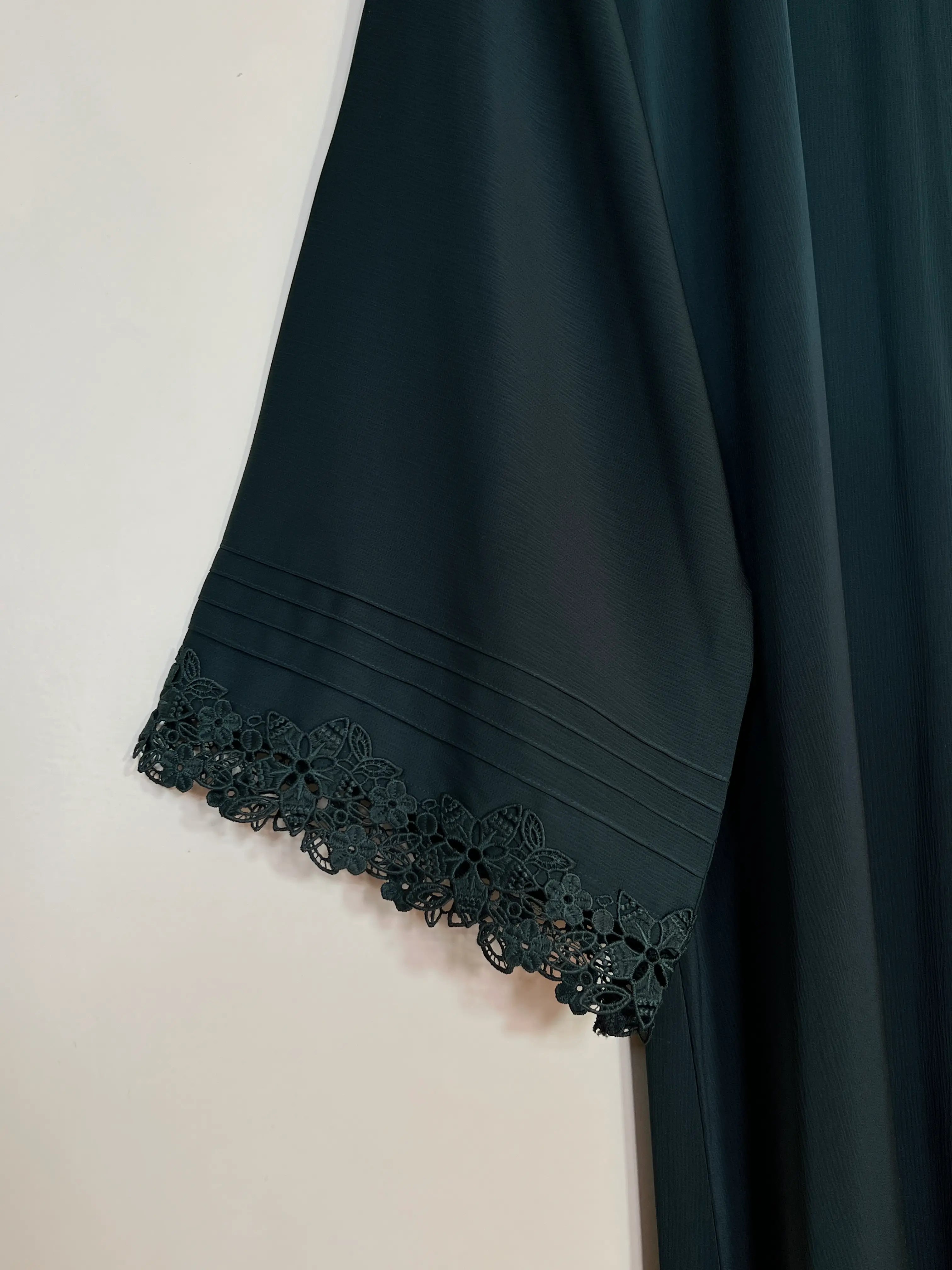 Bottle Green - Serene Lace Abaya HJ1374