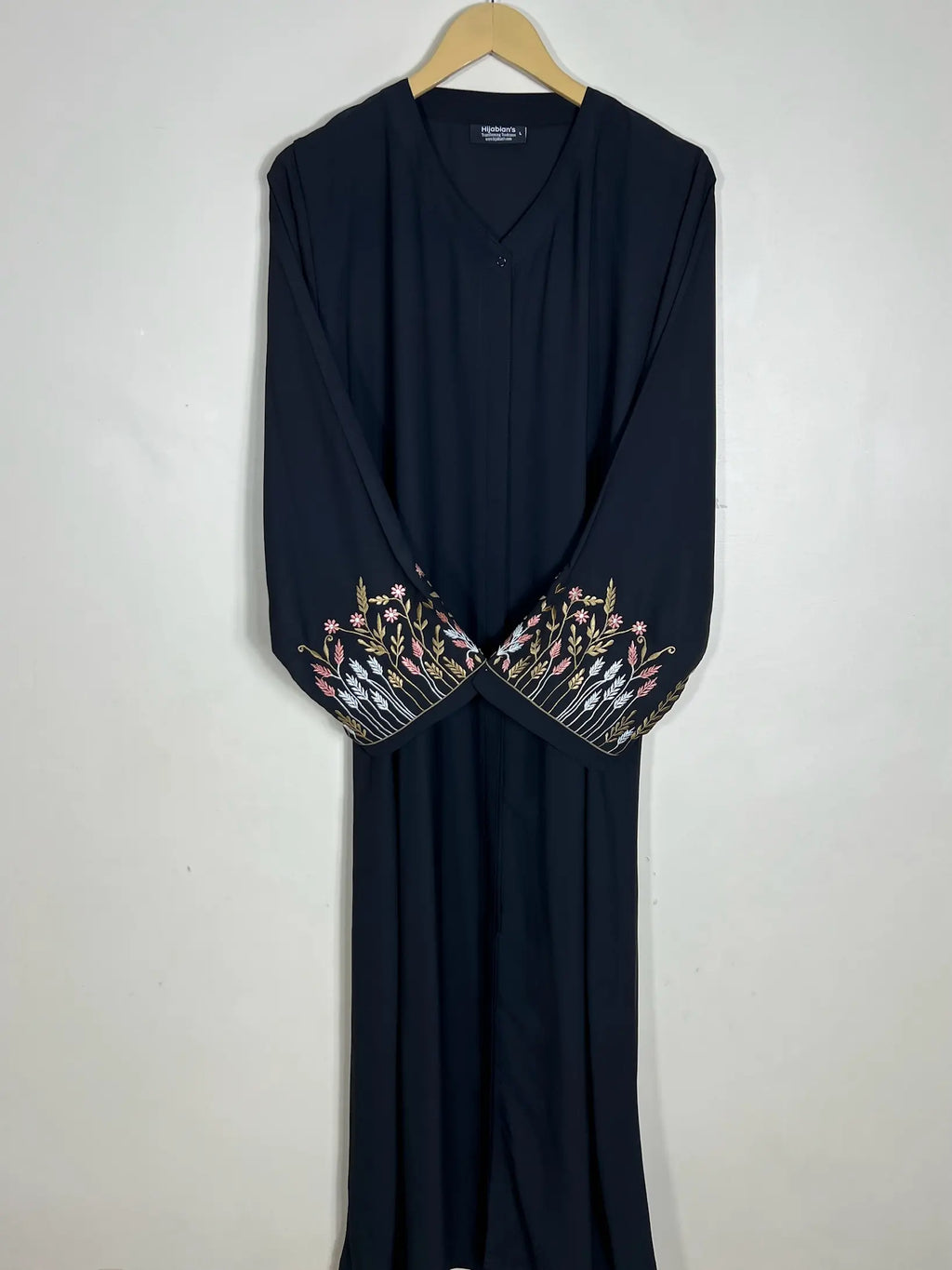 Black - Embroidered Bloom Abaya HJ1007