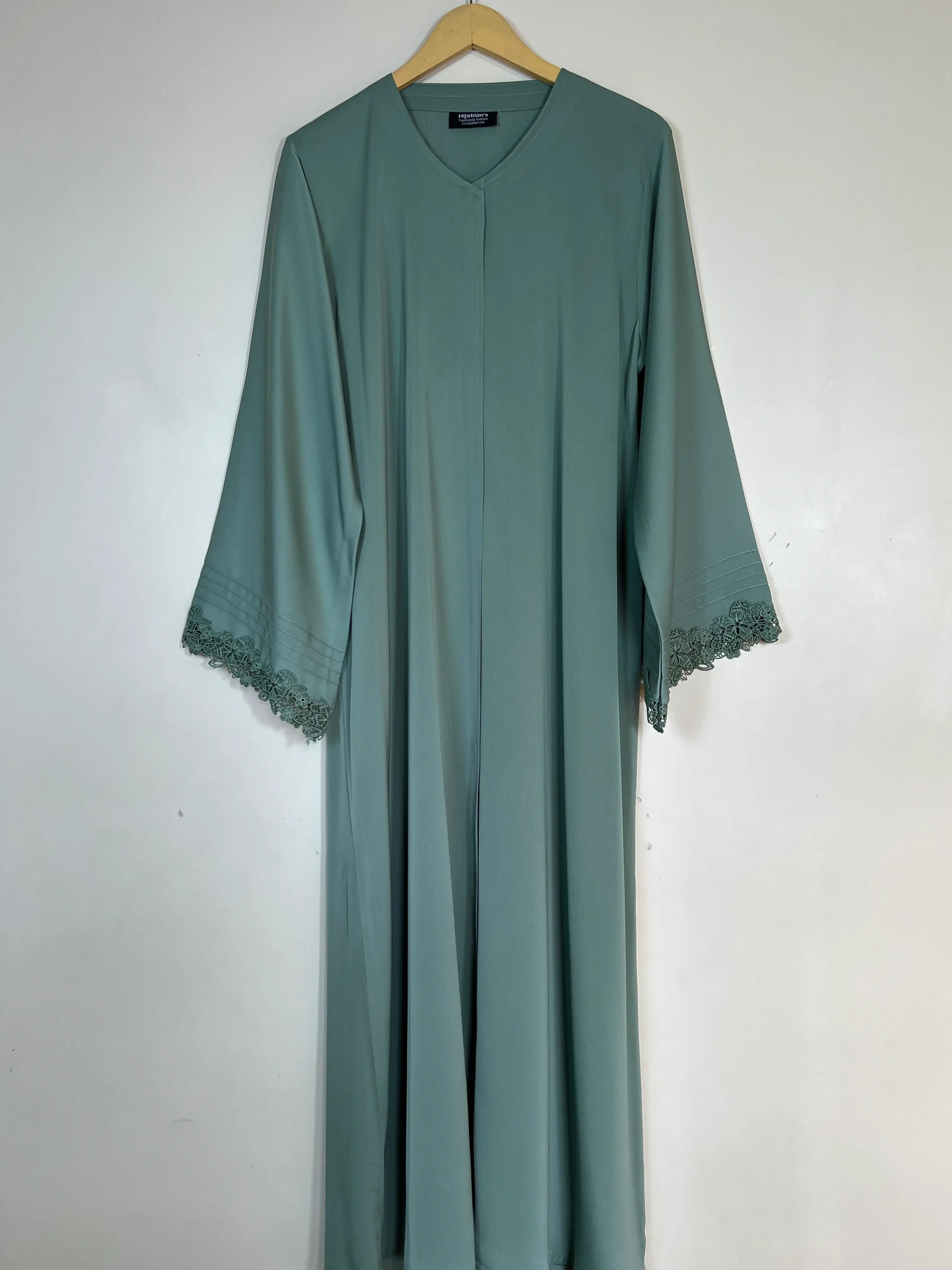 Sage Green - Serene Lace Abaya HJ1371