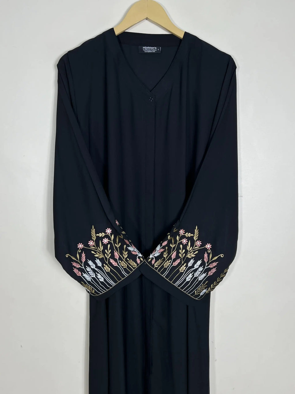 Black - Embroidered Bloom Abaya HJ1007