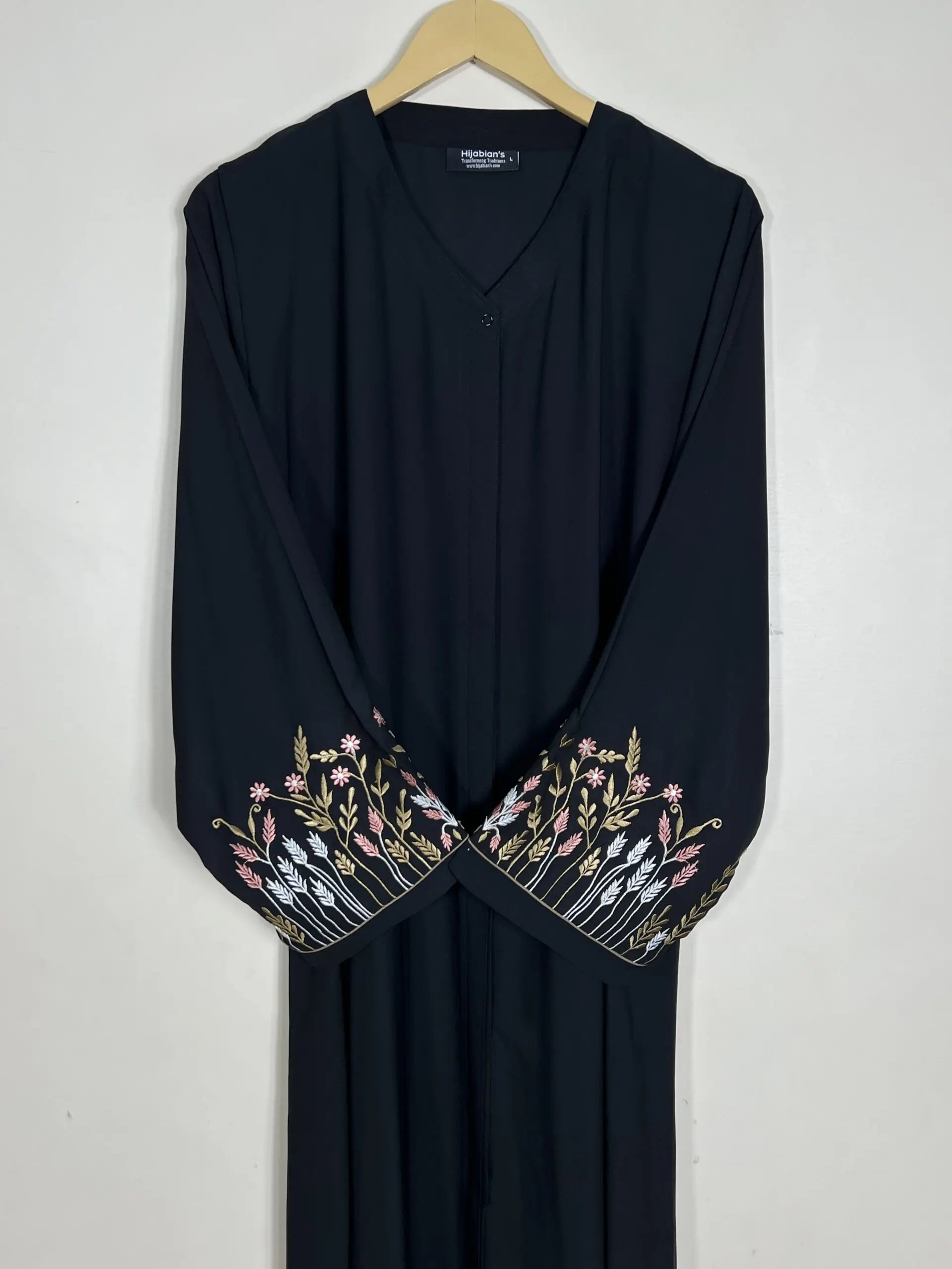 Black - Embroidered Bloom Abaya HJ1007