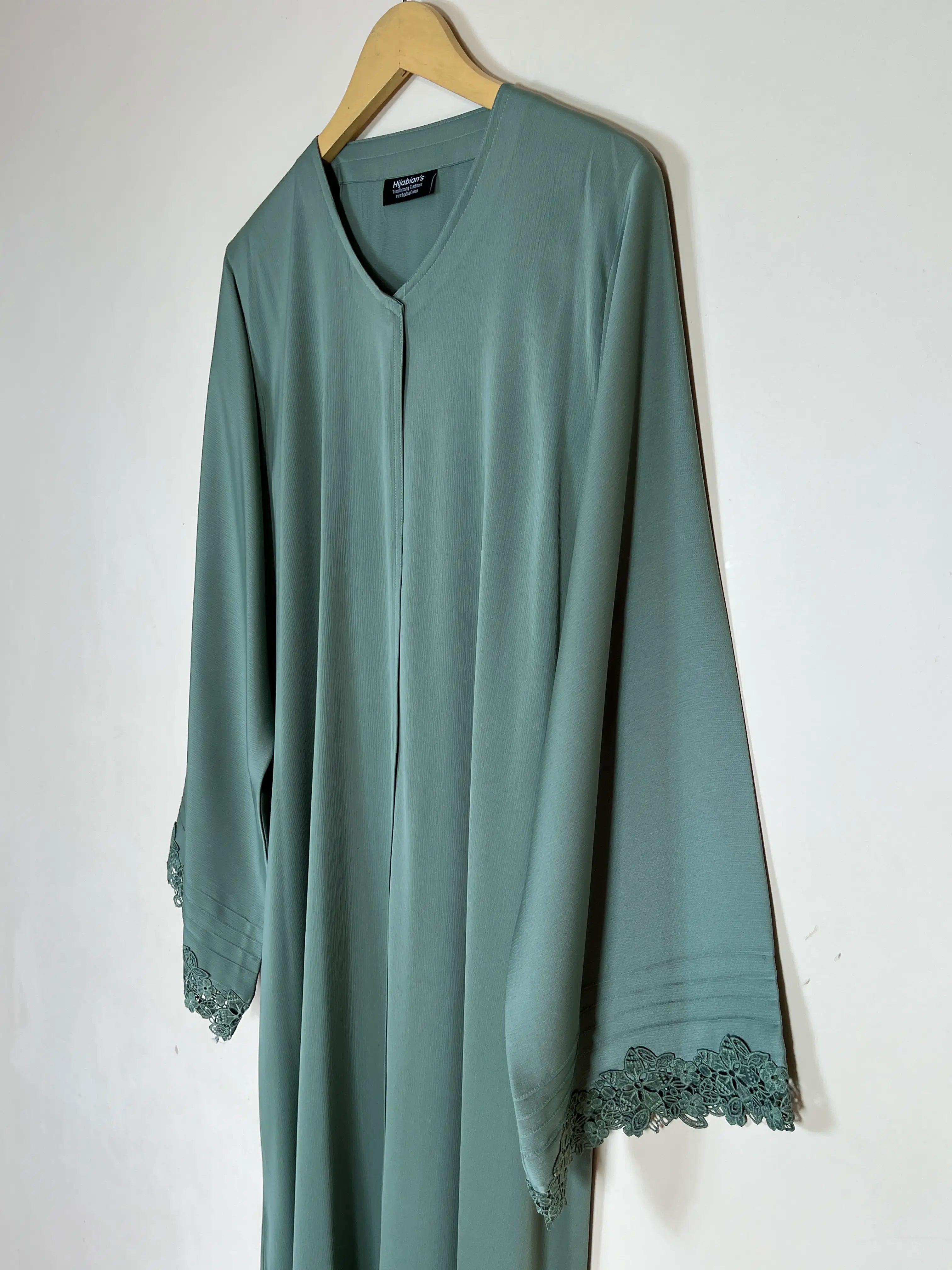 Sage Green - Serene Lace Abaya HJ1371 Secondary image