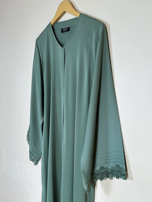 Sage Green - Serene Lace Abaya HJ1371