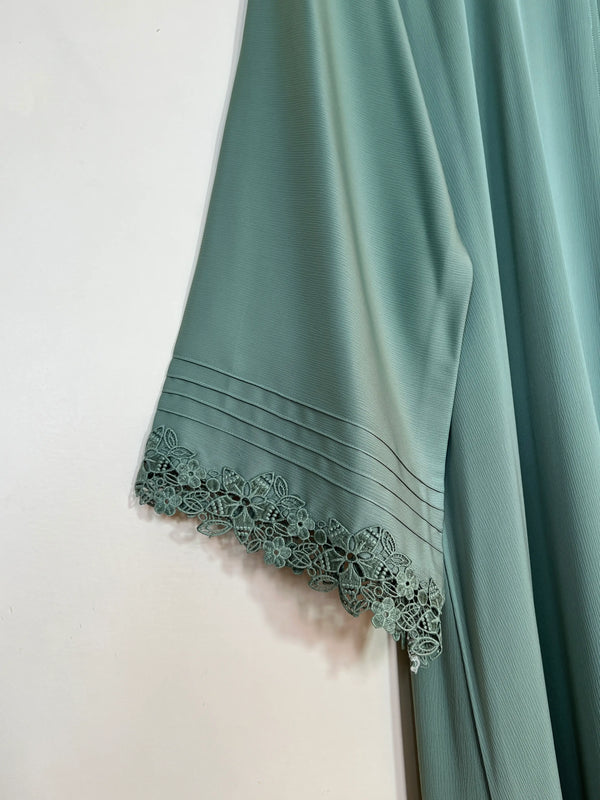Sage Green - Serene Lace Abaya HJ1371