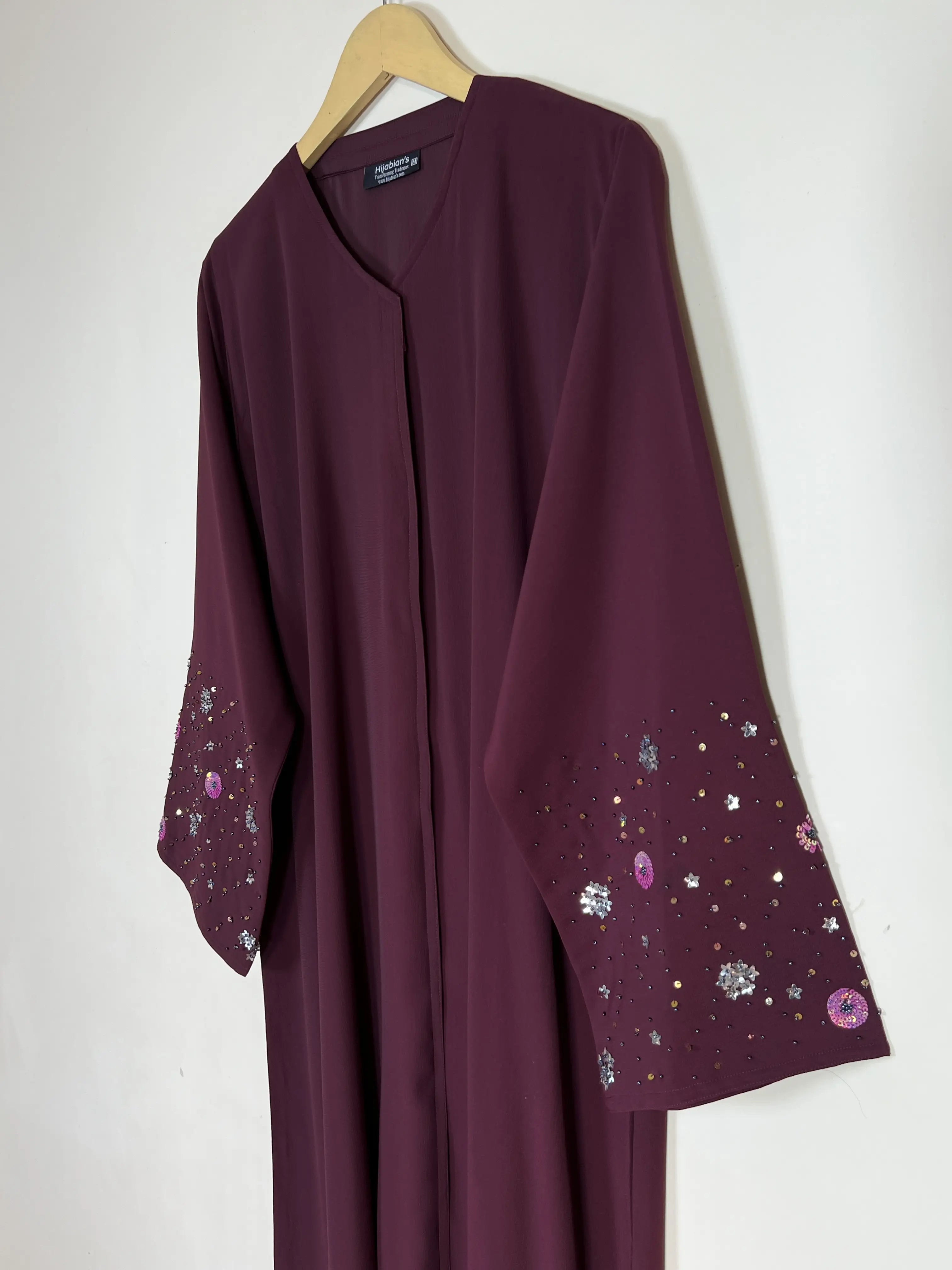Mulberry - Zarqa Embellished Abaya HJ1403 Secondary image
