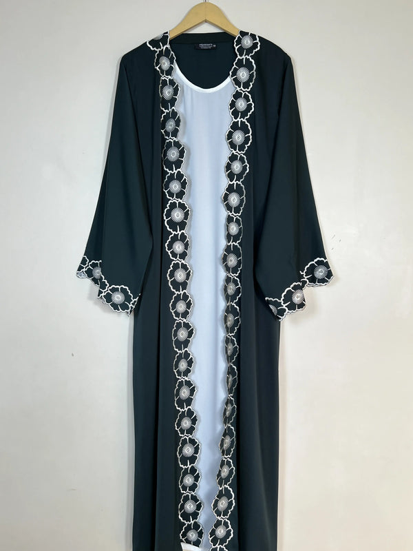 Bottle Green - Fleur Embroidered Abaya HJ1718