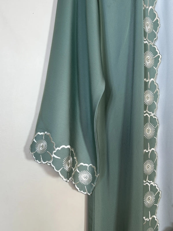 Sage Green - Fleur Embroidered Abaya HJ1716