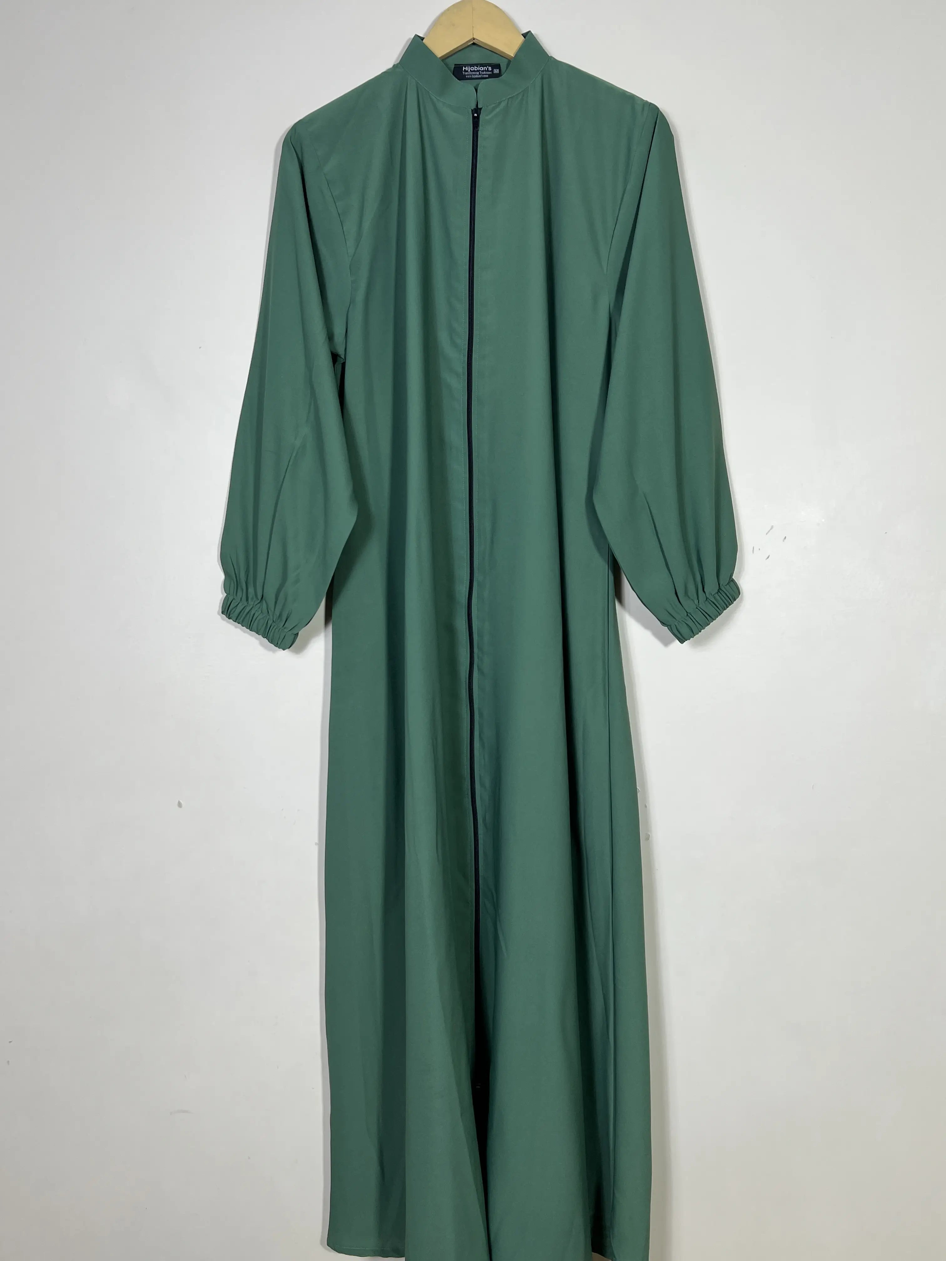 Mist Green - Zipper with Collar Abaya HJ1400