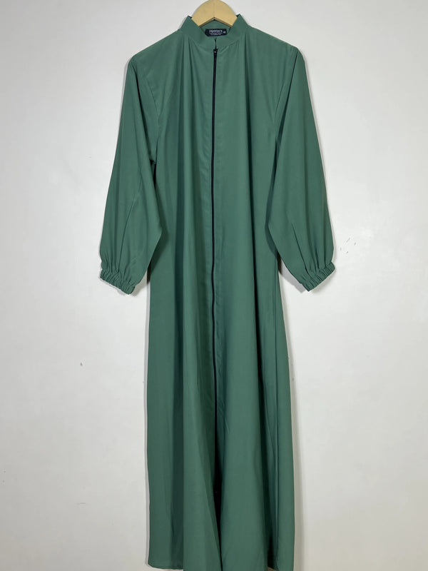 Mist Green - Zipper with Collar Abaya HJ1400