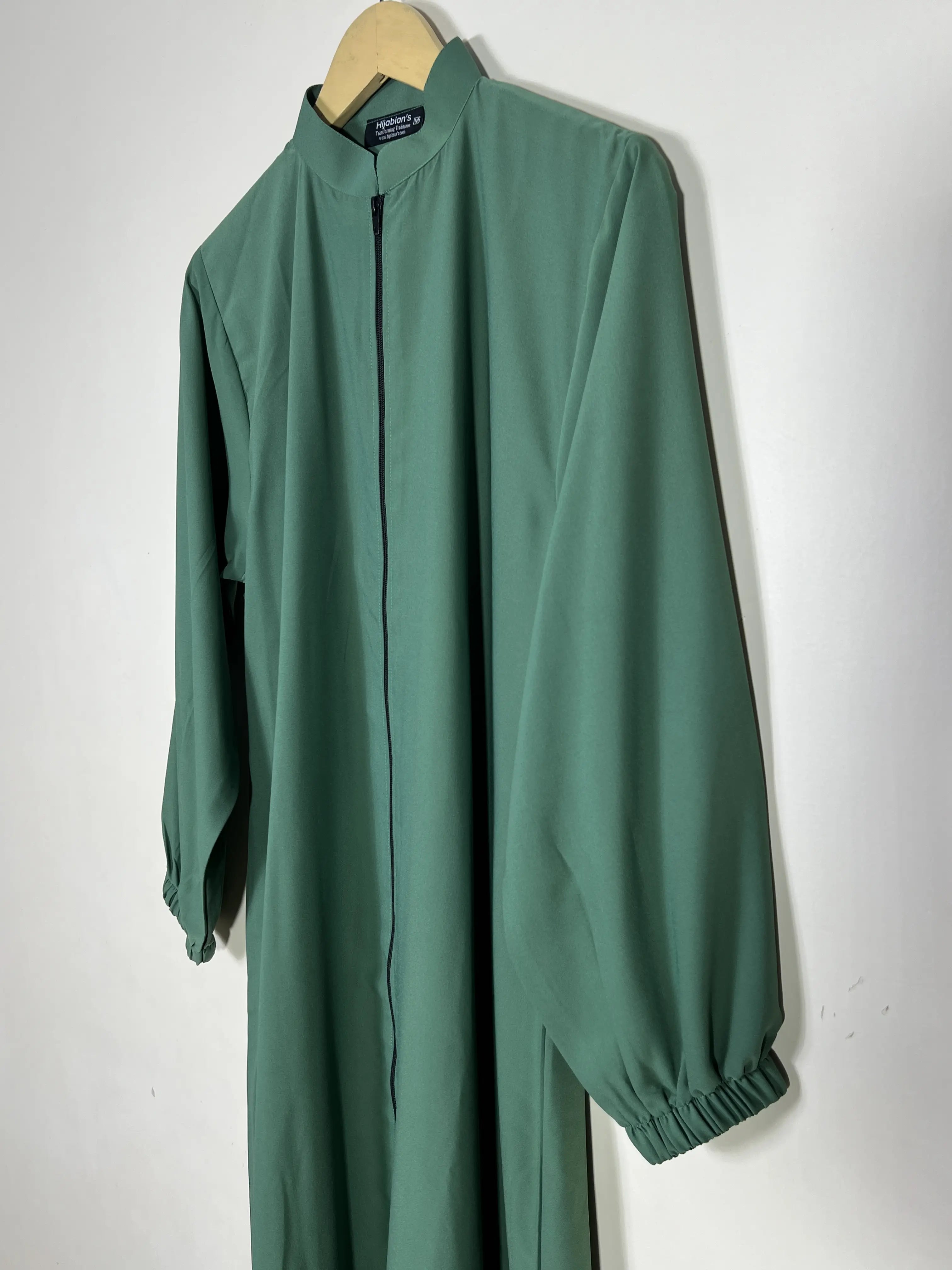 Mist Green - Zipper with Collar Abaya HJ1400 Secondary image