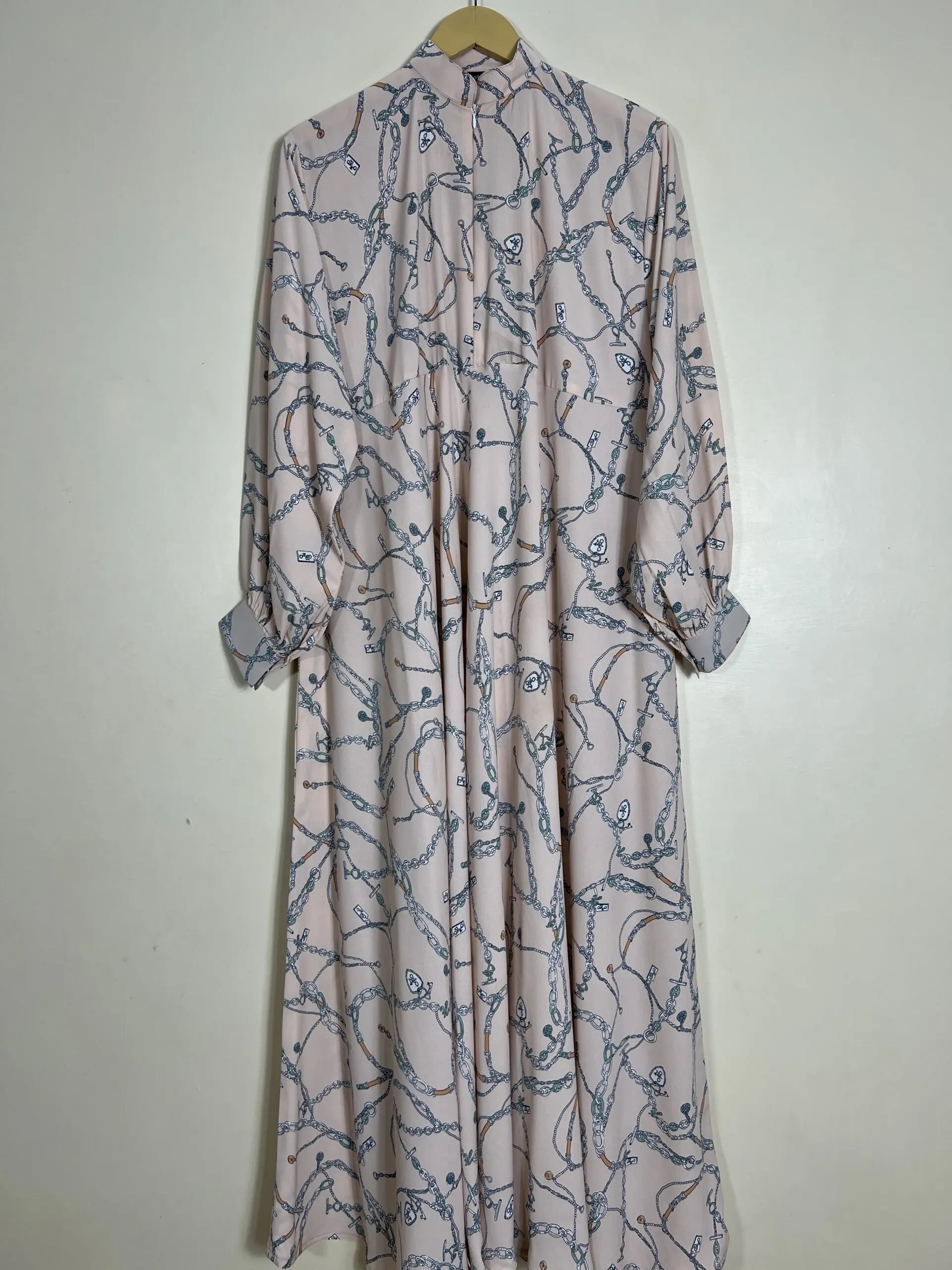 Pale Pink - Midway Zip Collar Abaya HJ1014