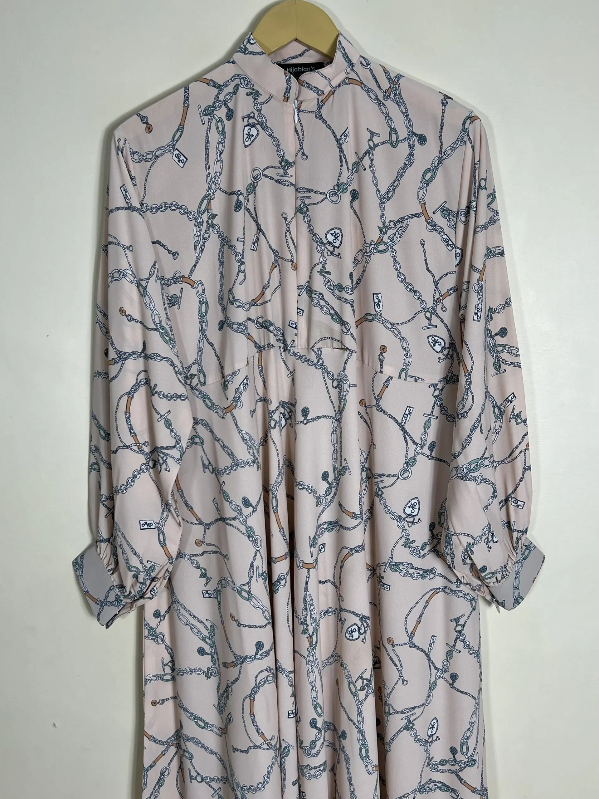 Pale Pink - Midway Zip Collar Abaya HJ1014