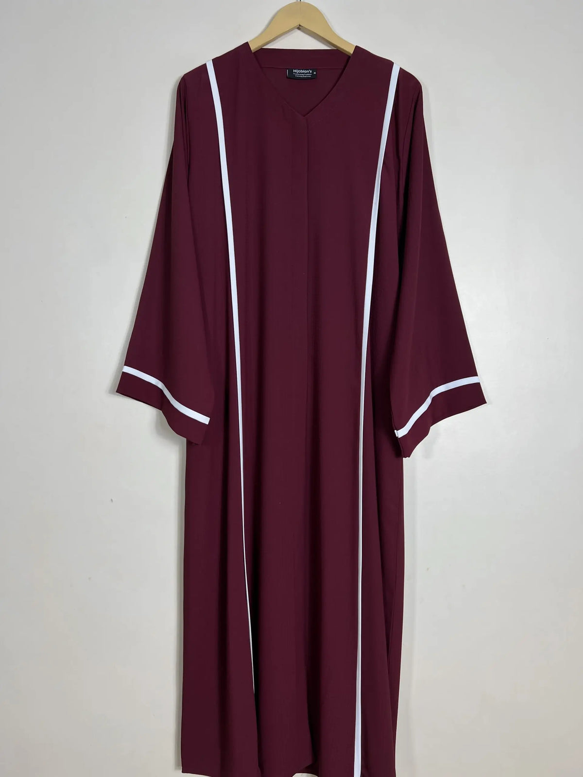Maroon - White Pipen Majesty Abaya HJ1024 Main image