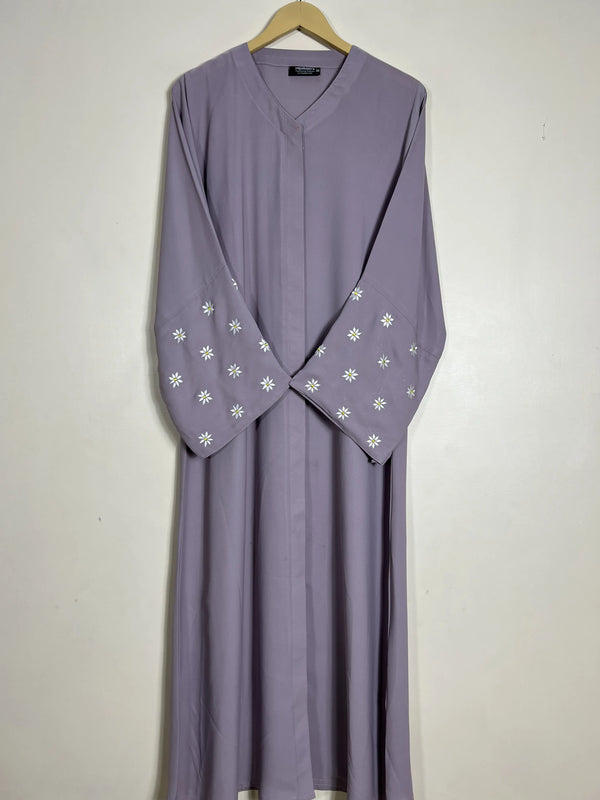 Lilac - Petals Embroidery Abaya HJ1418