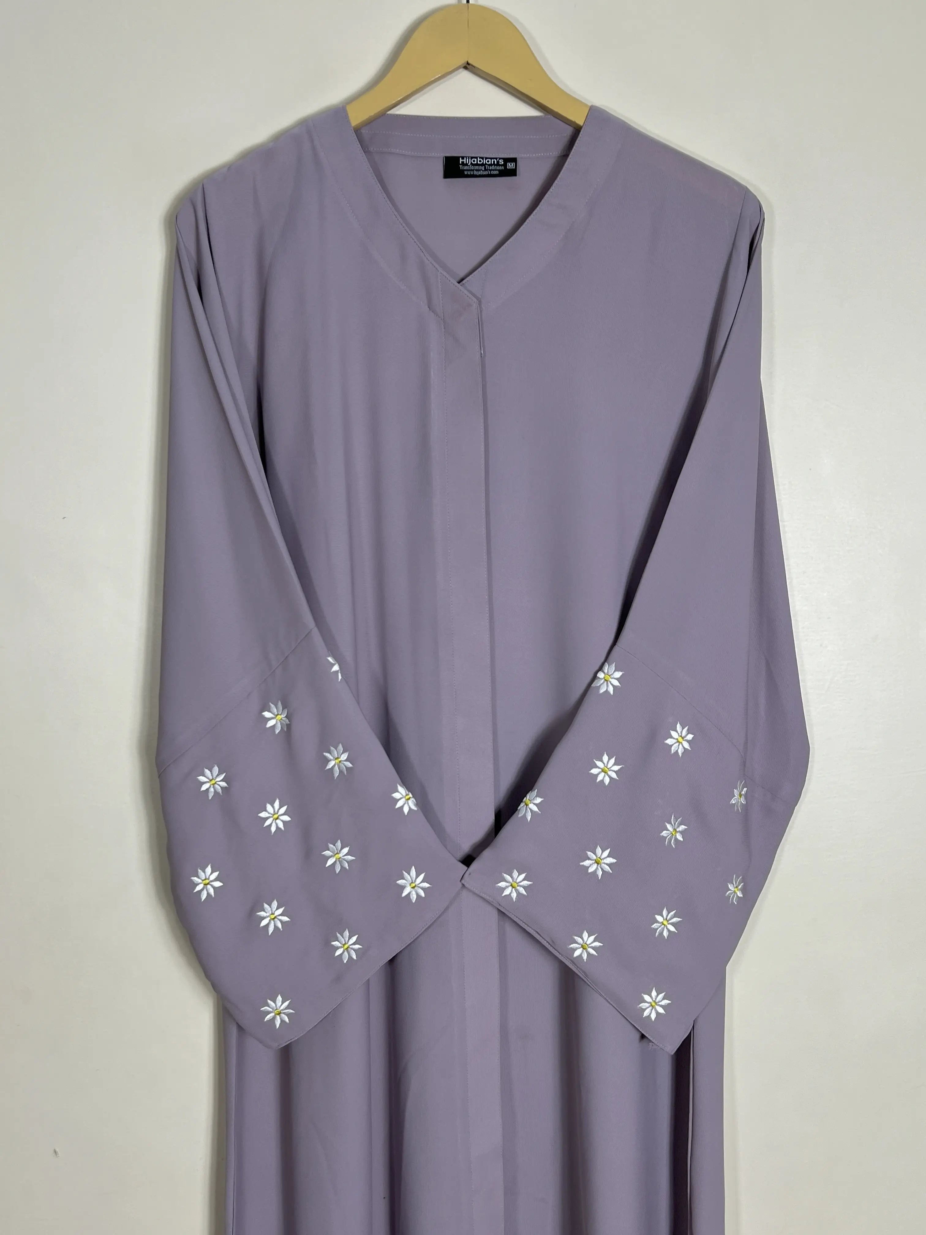 Lilac - Petals Embroidery Abaya HJ1418 Secondary image