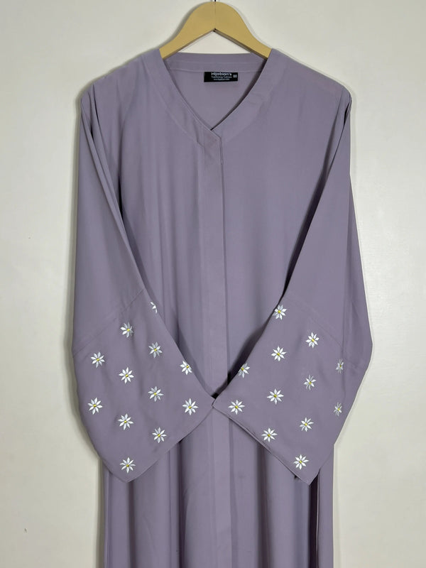 Lilac - Petals Embroidery Abaya HJ1418