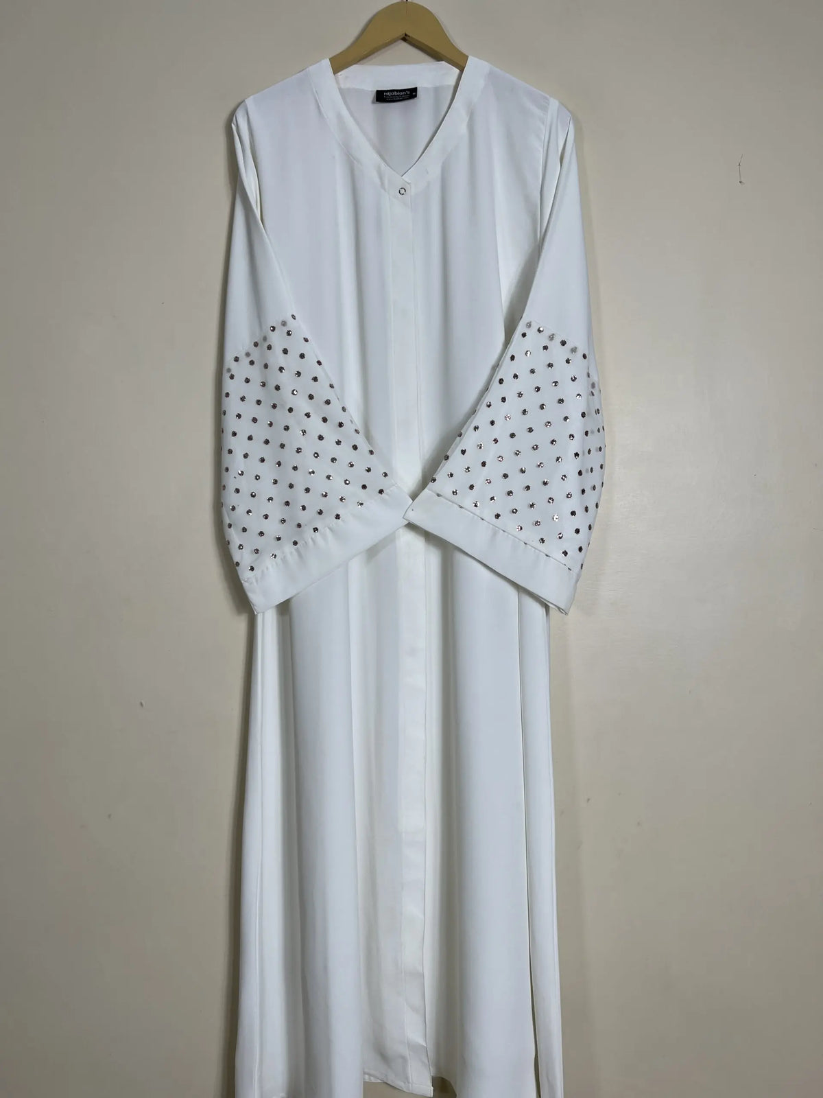 White - Delicate Net Lace Design Abaya HJ1027 Main image