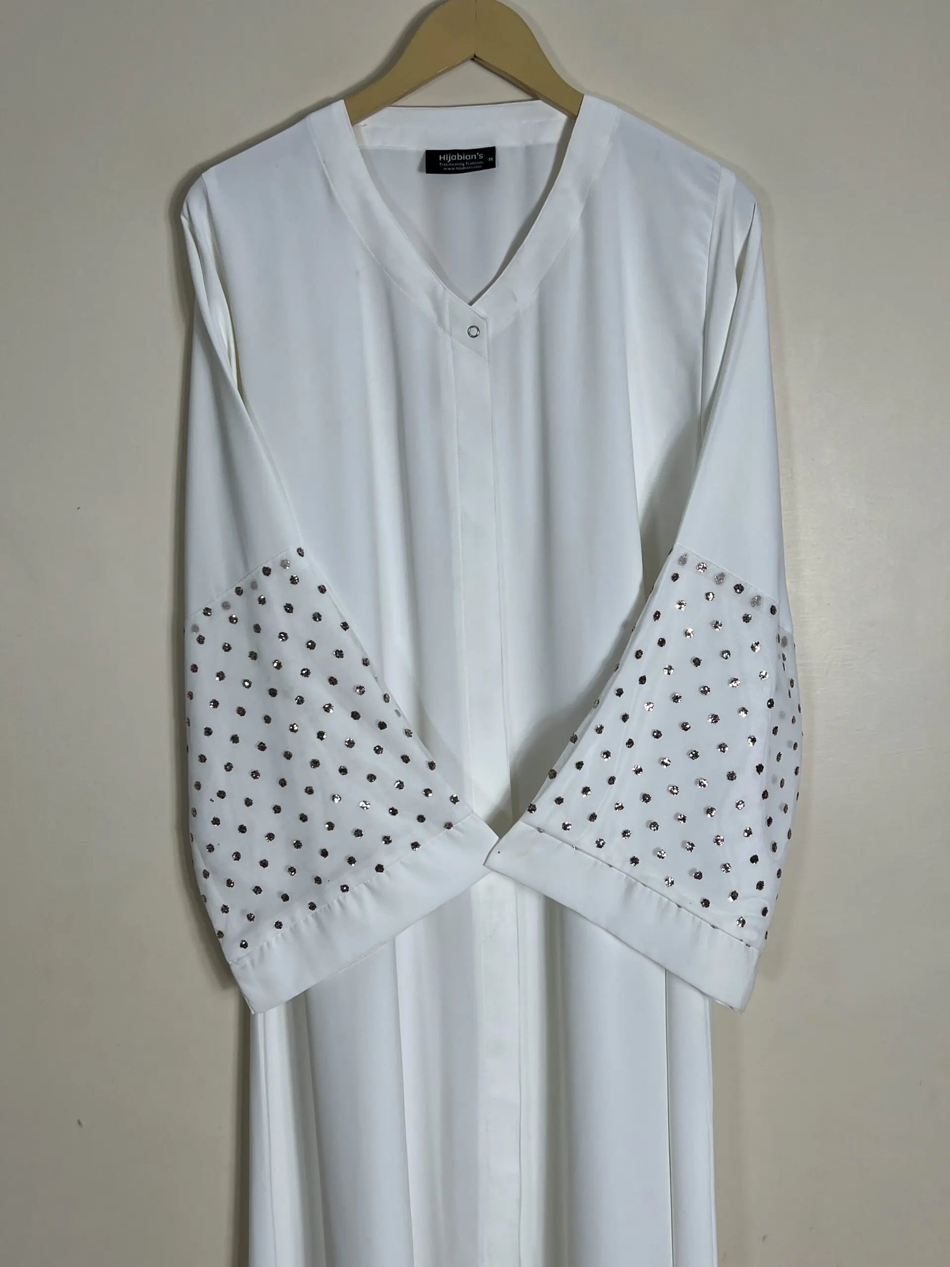 White - Delicate Net Lace Design Abaya HJ1027 Secondary image