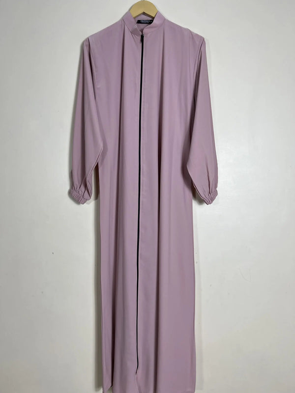 Baby Pink - Zipper with Collar Abaya HJ1048