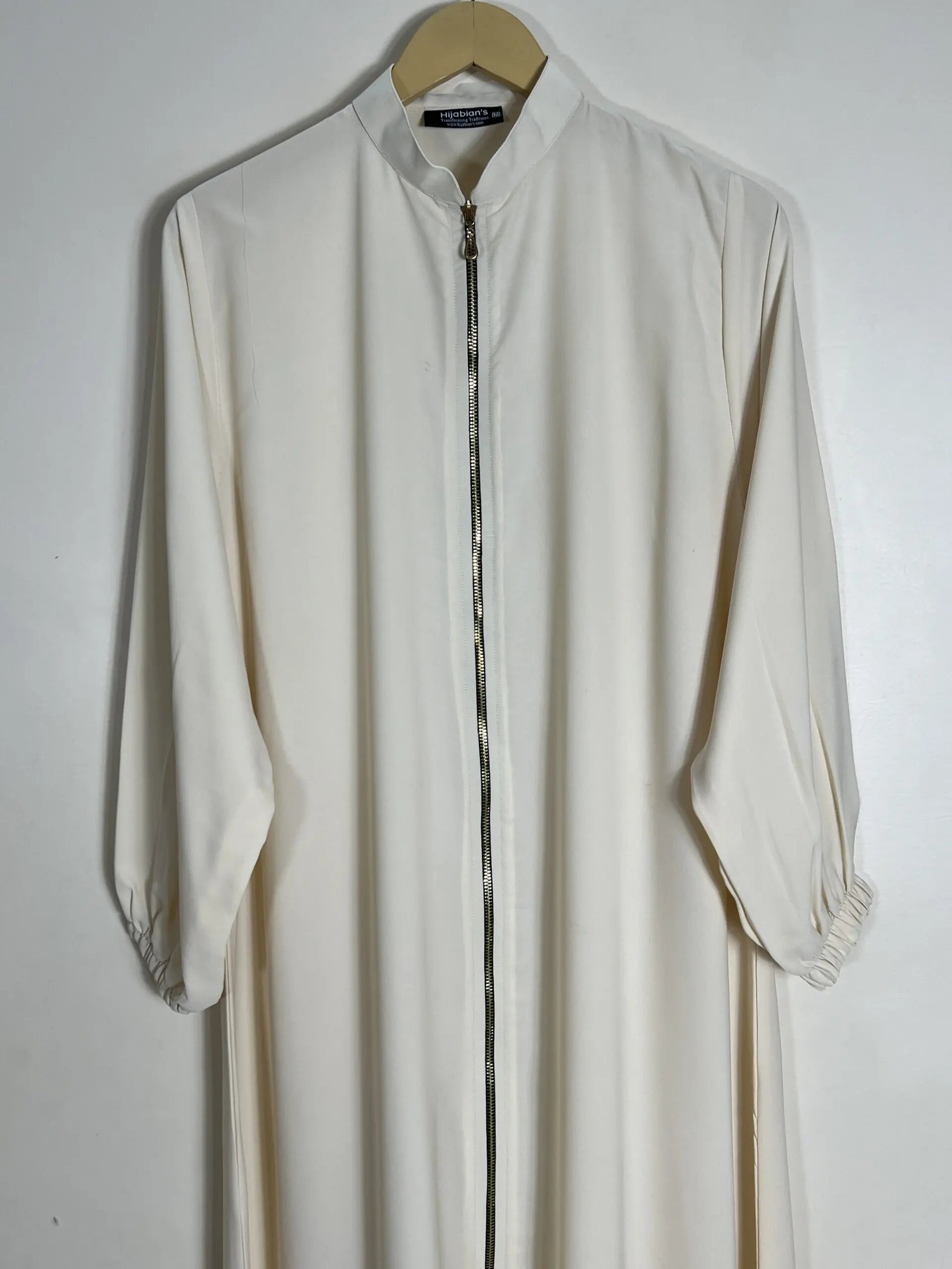 Cream - Collar Style Zipper Abaya HJ1047 Secondary image